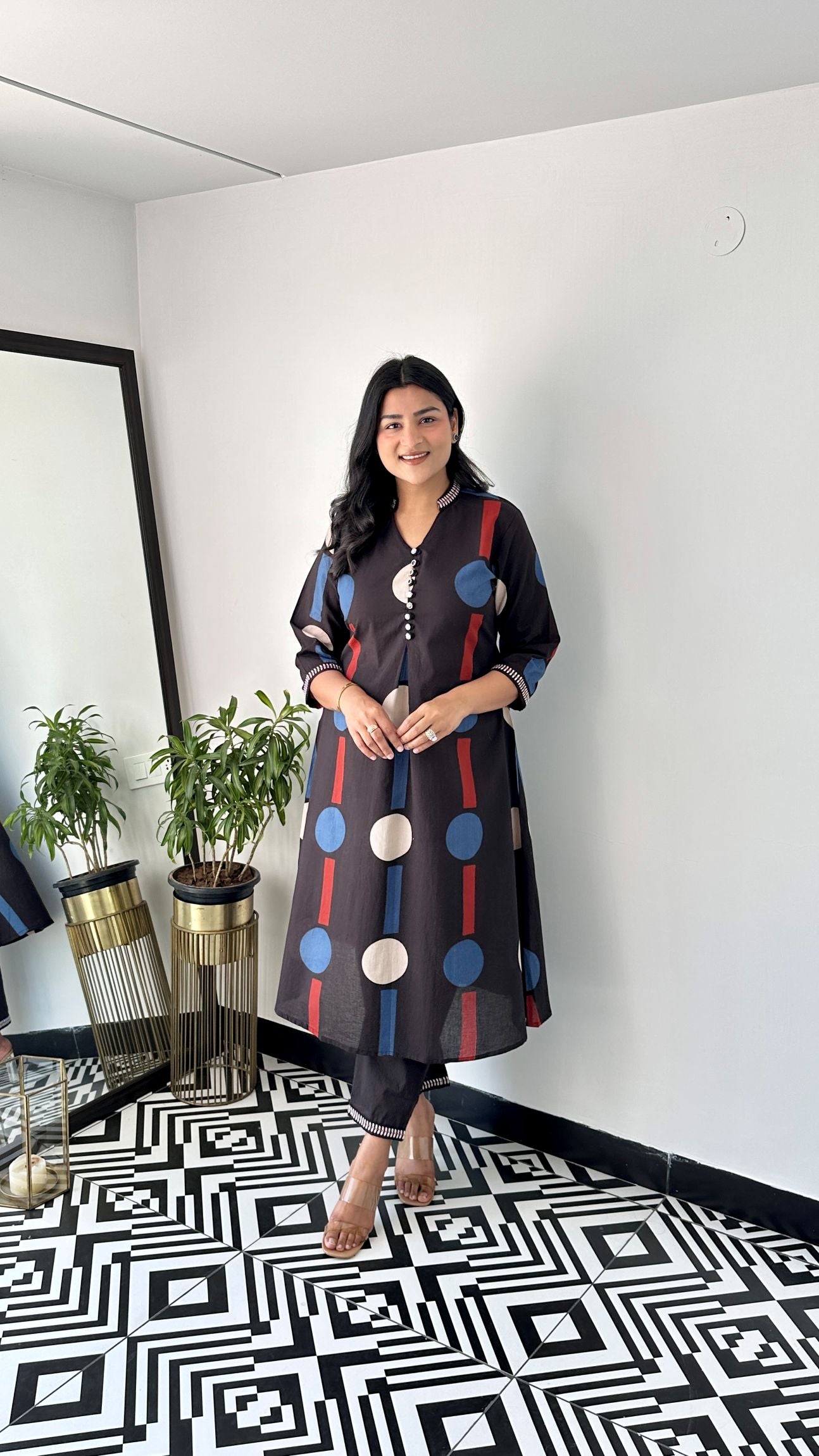 Droplet Black Kurta Pants