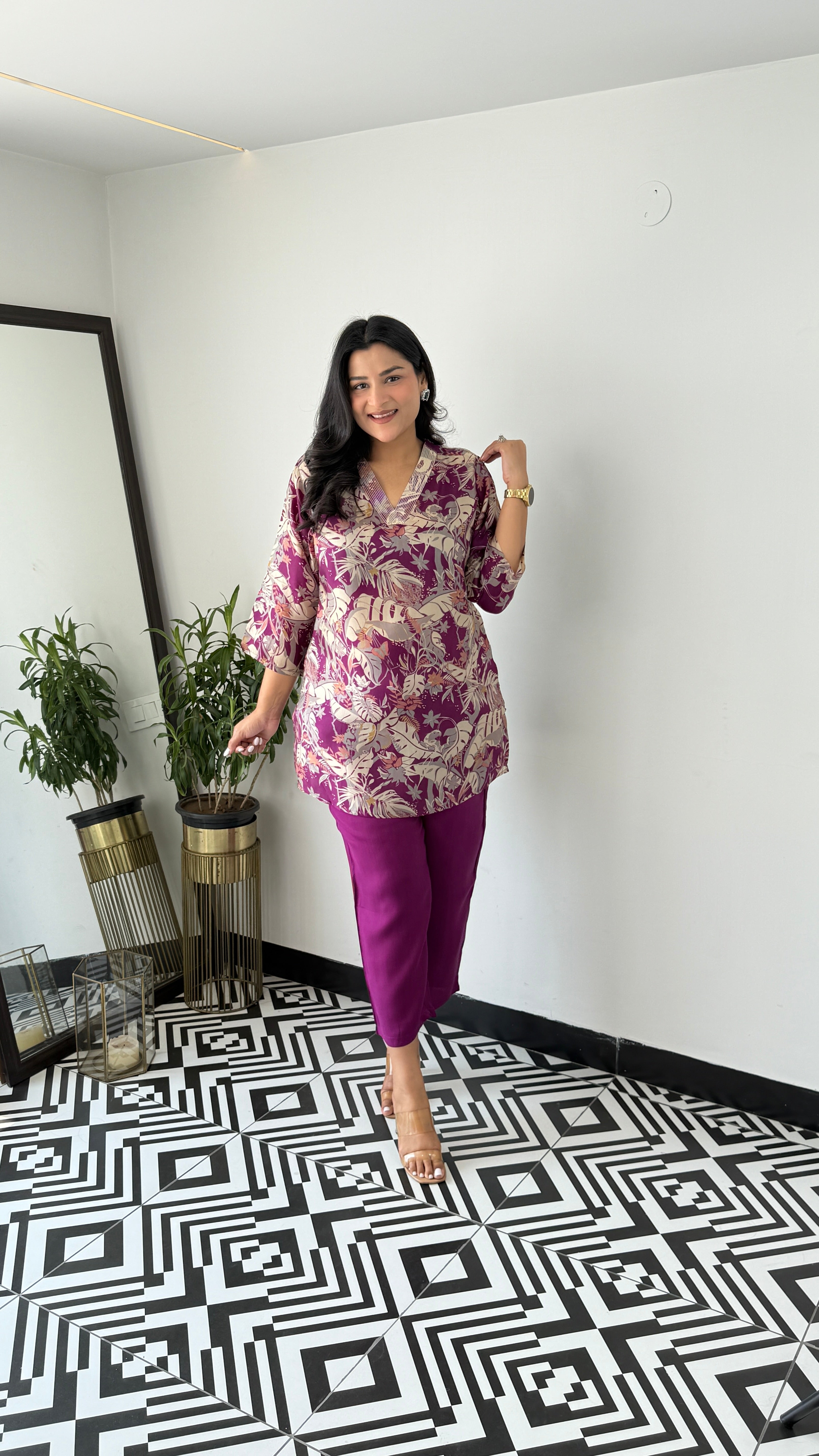 Melange Purple Cord Set