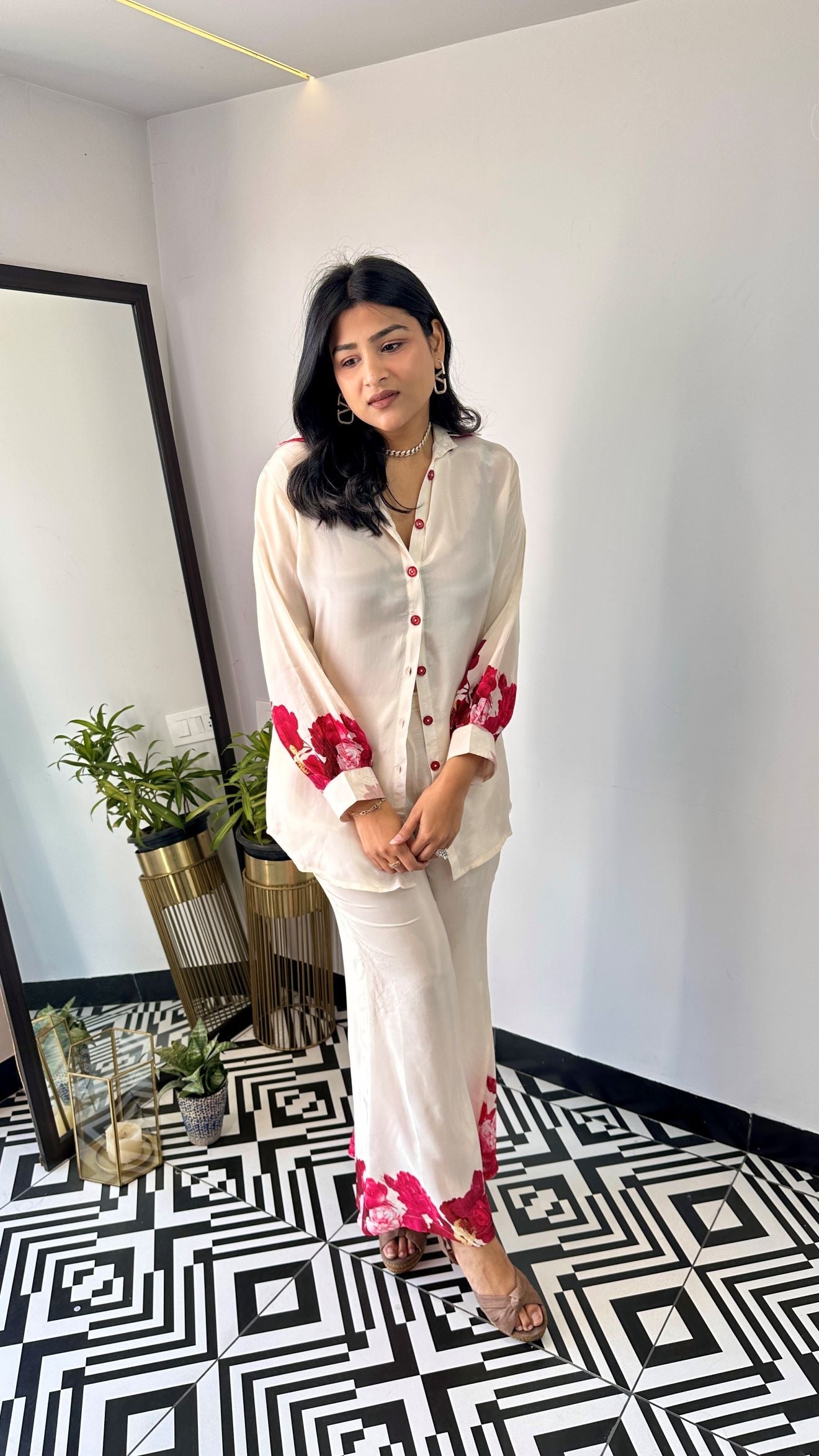 Flamingo Crepe Cord Set shrisa.in