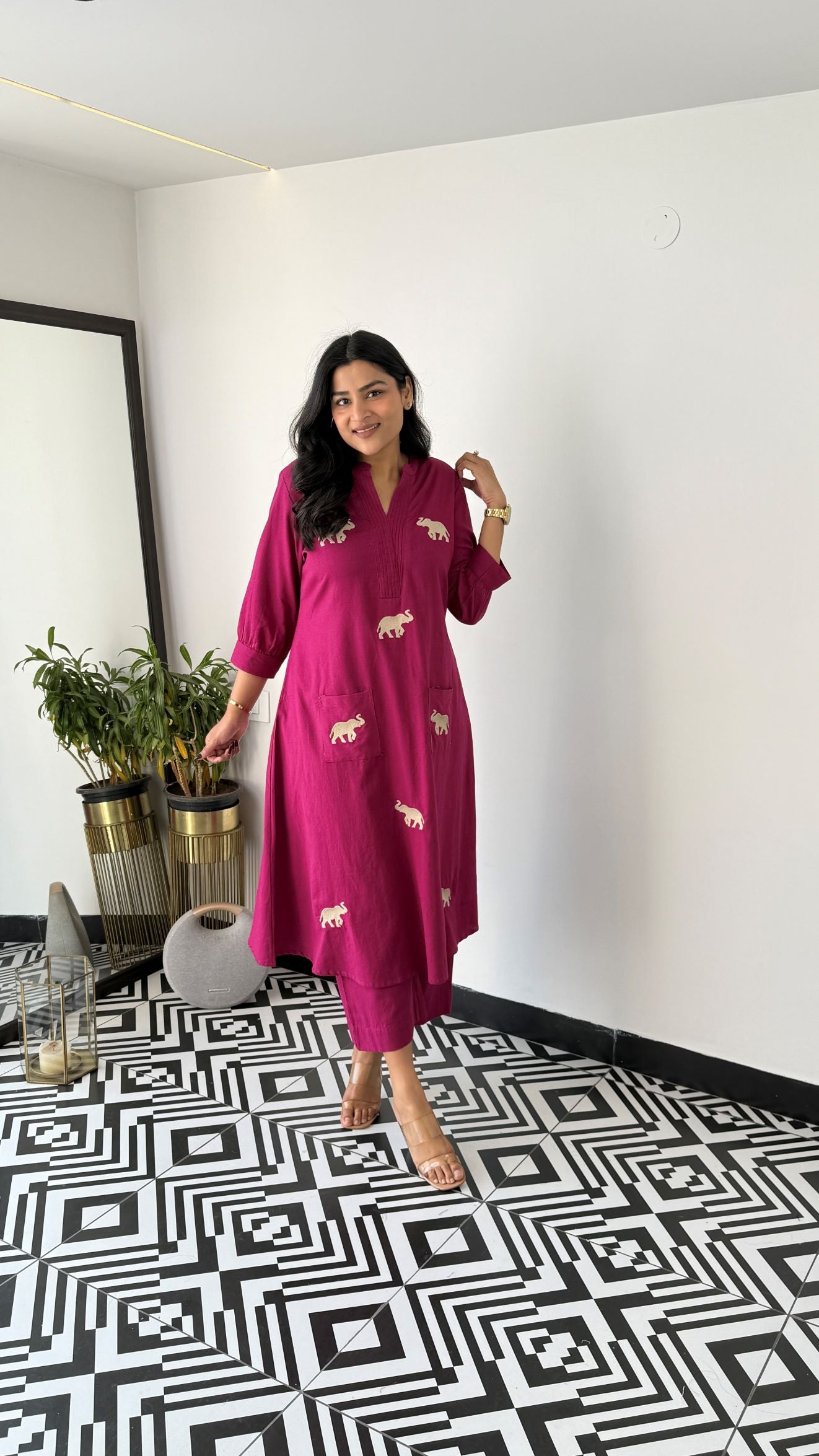 Gaja Magenta Kurta Pants