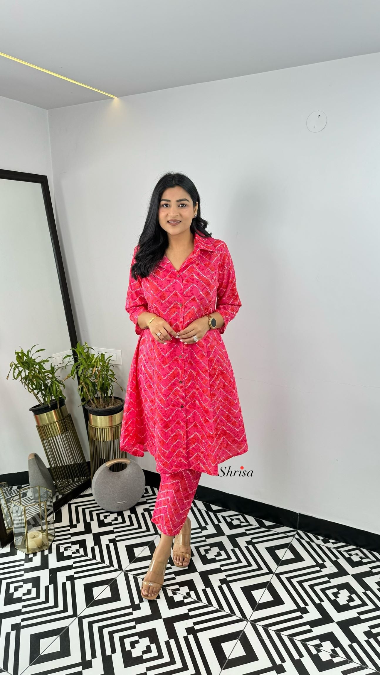 Hot Pink Lehriya Pure Cotton Cord Set
