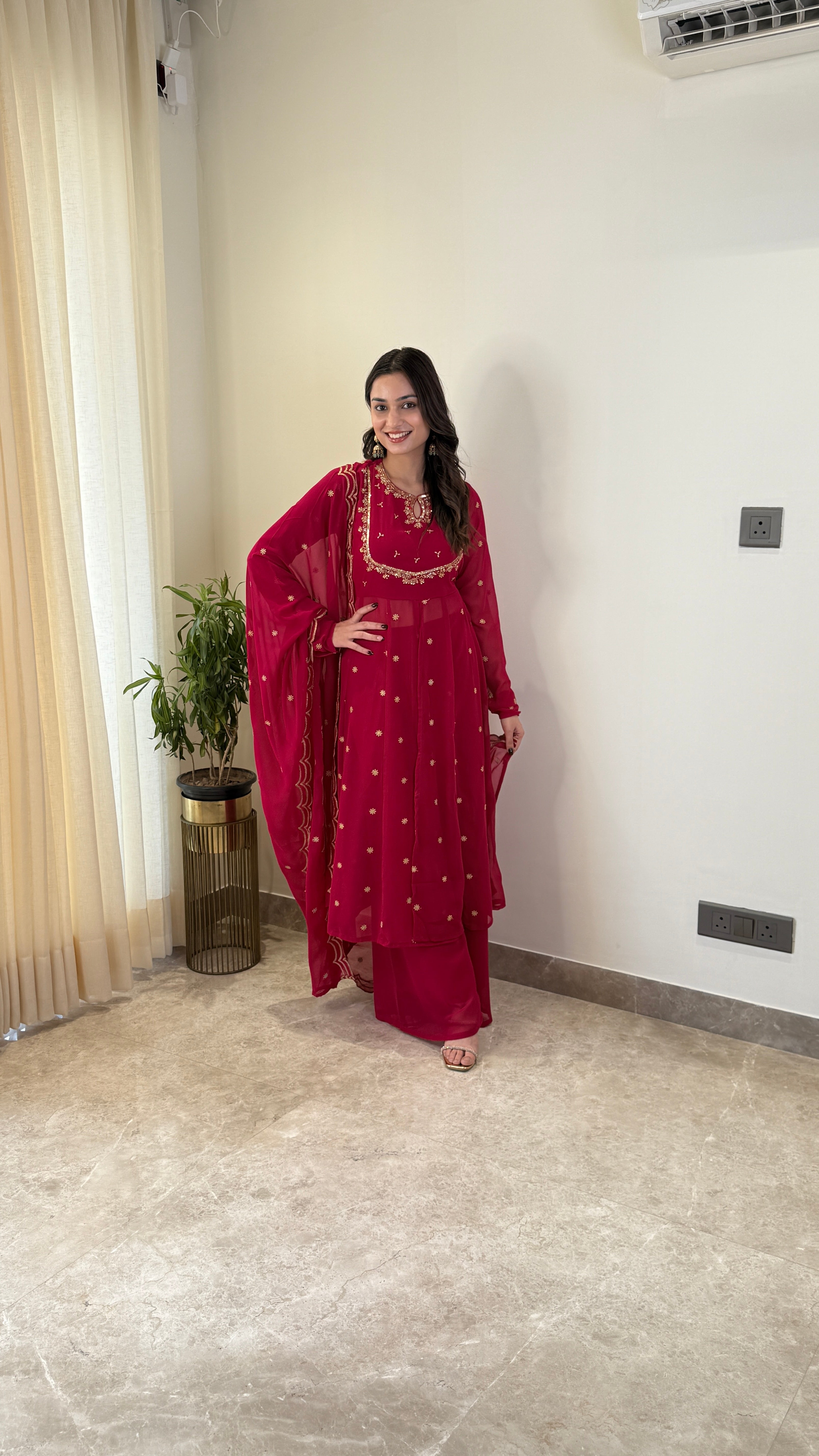 Pink Georgett Suit Set