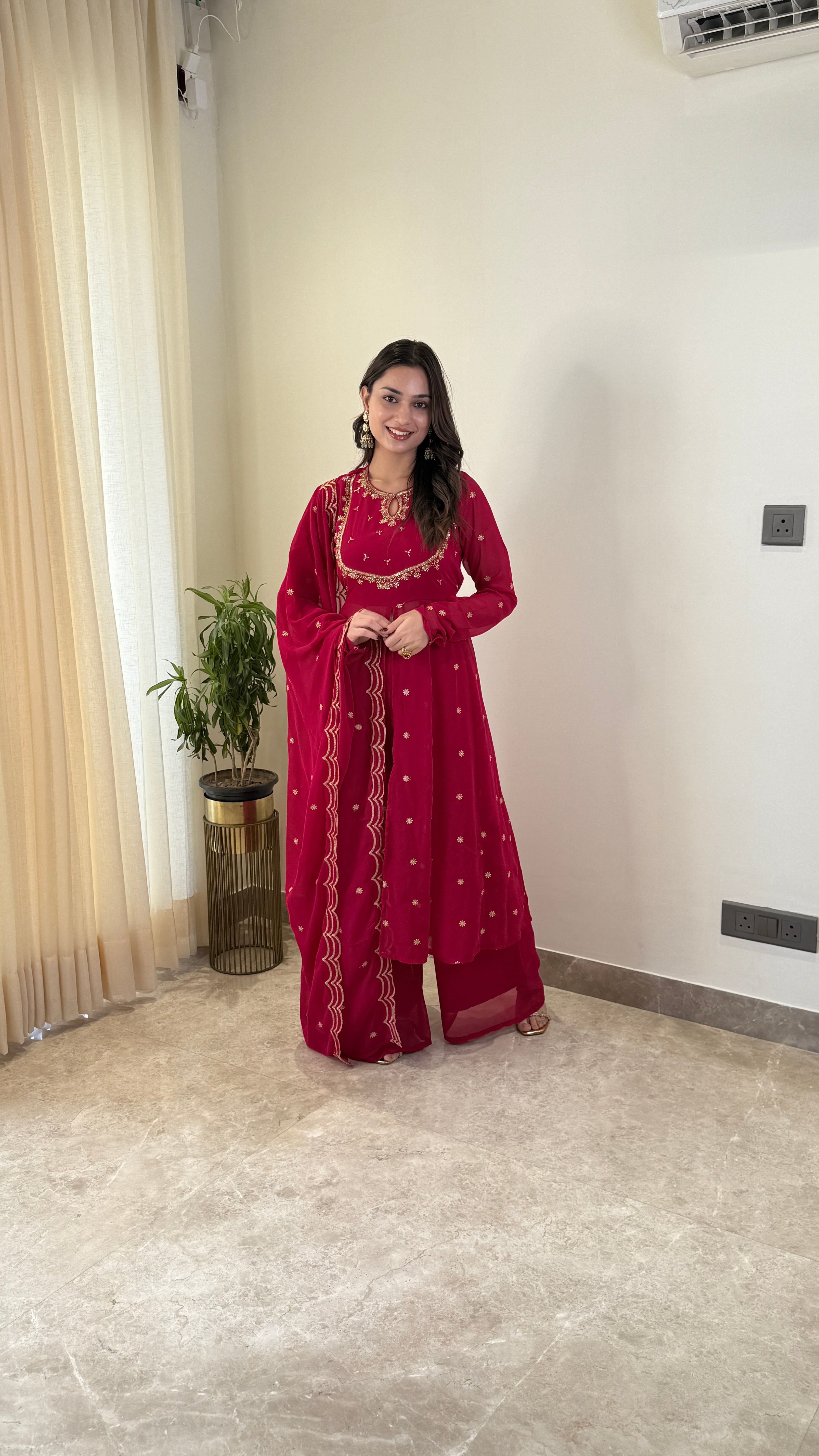 Pink Georgett Suit Set