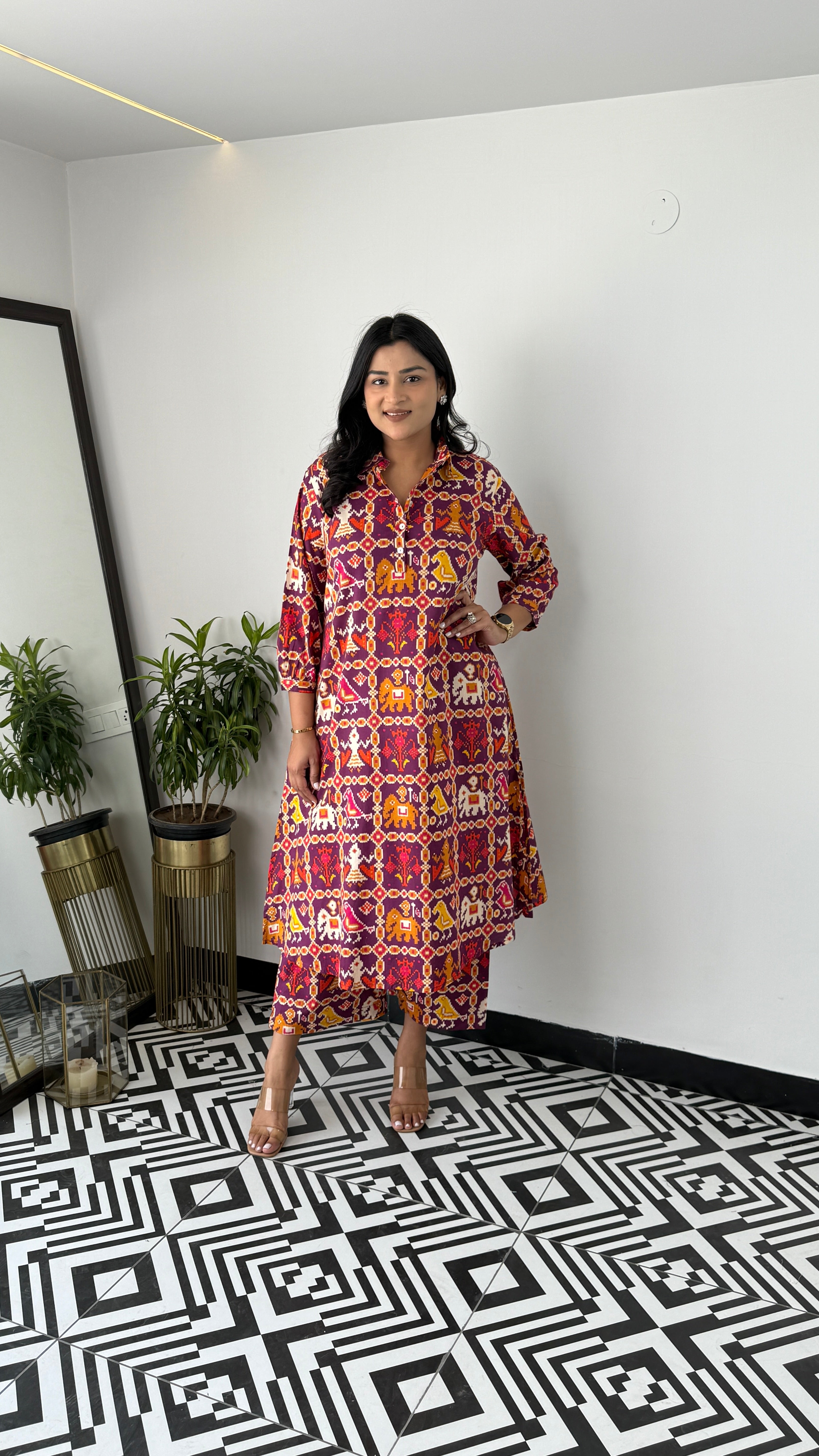 Meher Violet Patola Kurta Pants