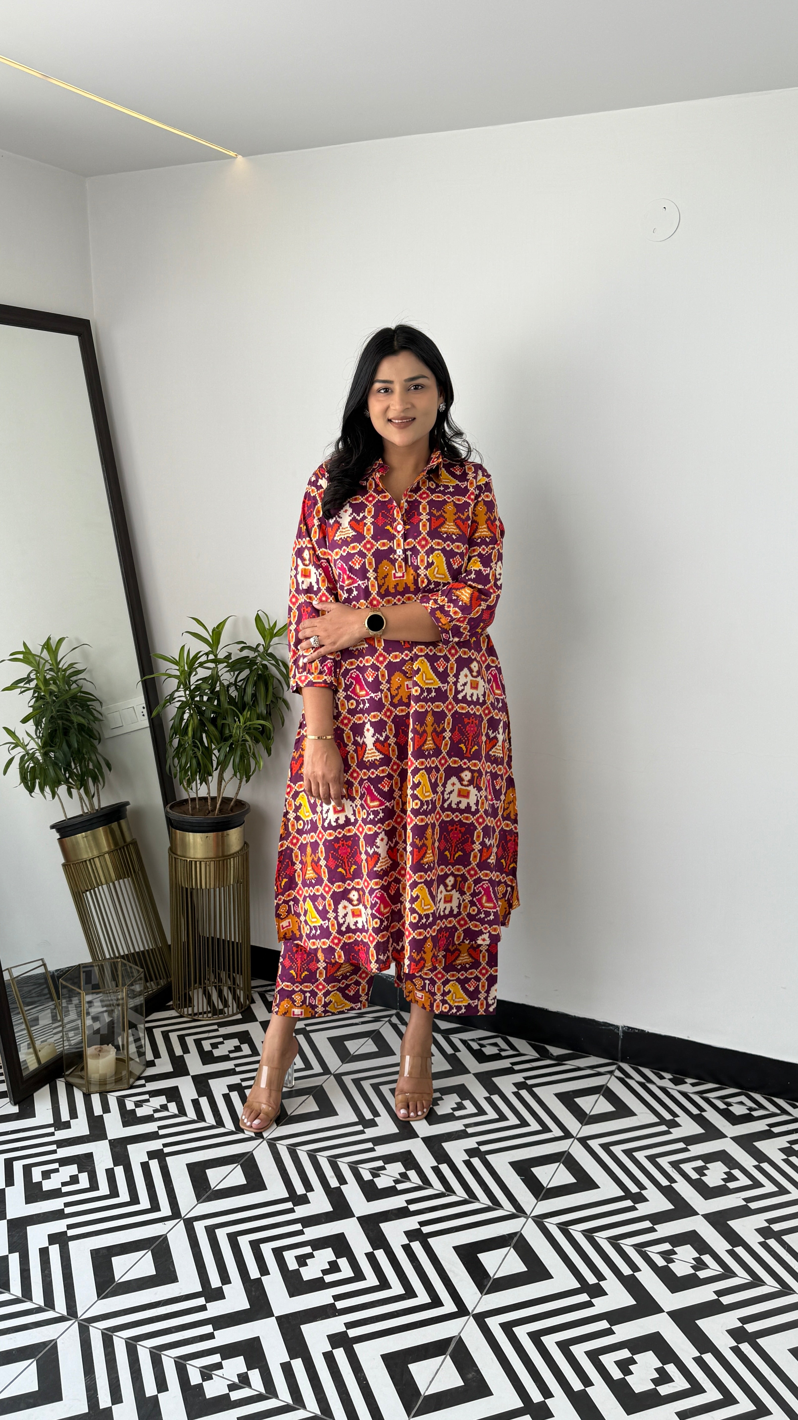 Meher Violet Patola Kurta Pants