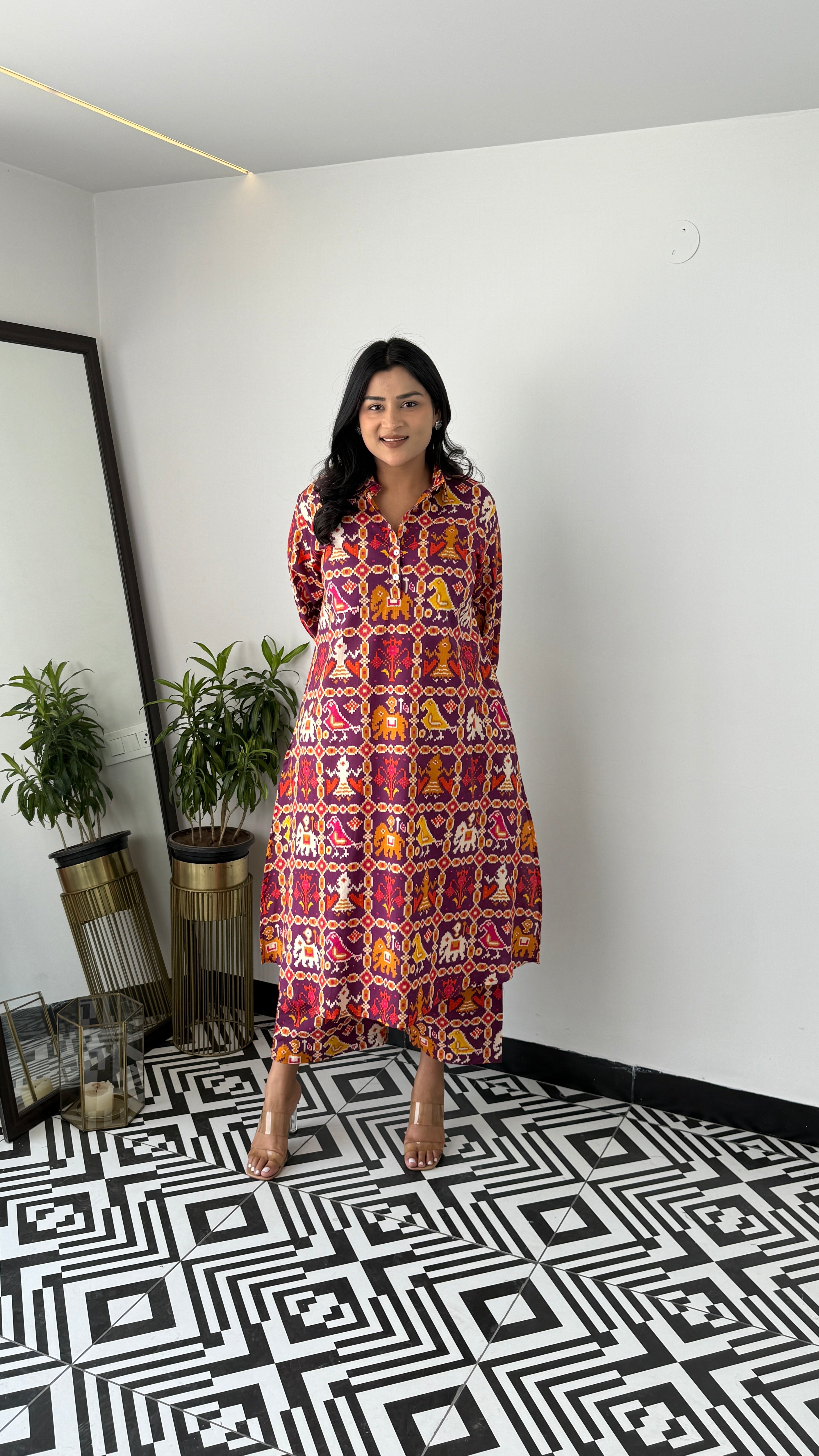 Meher Violet Patola Kurta Pants