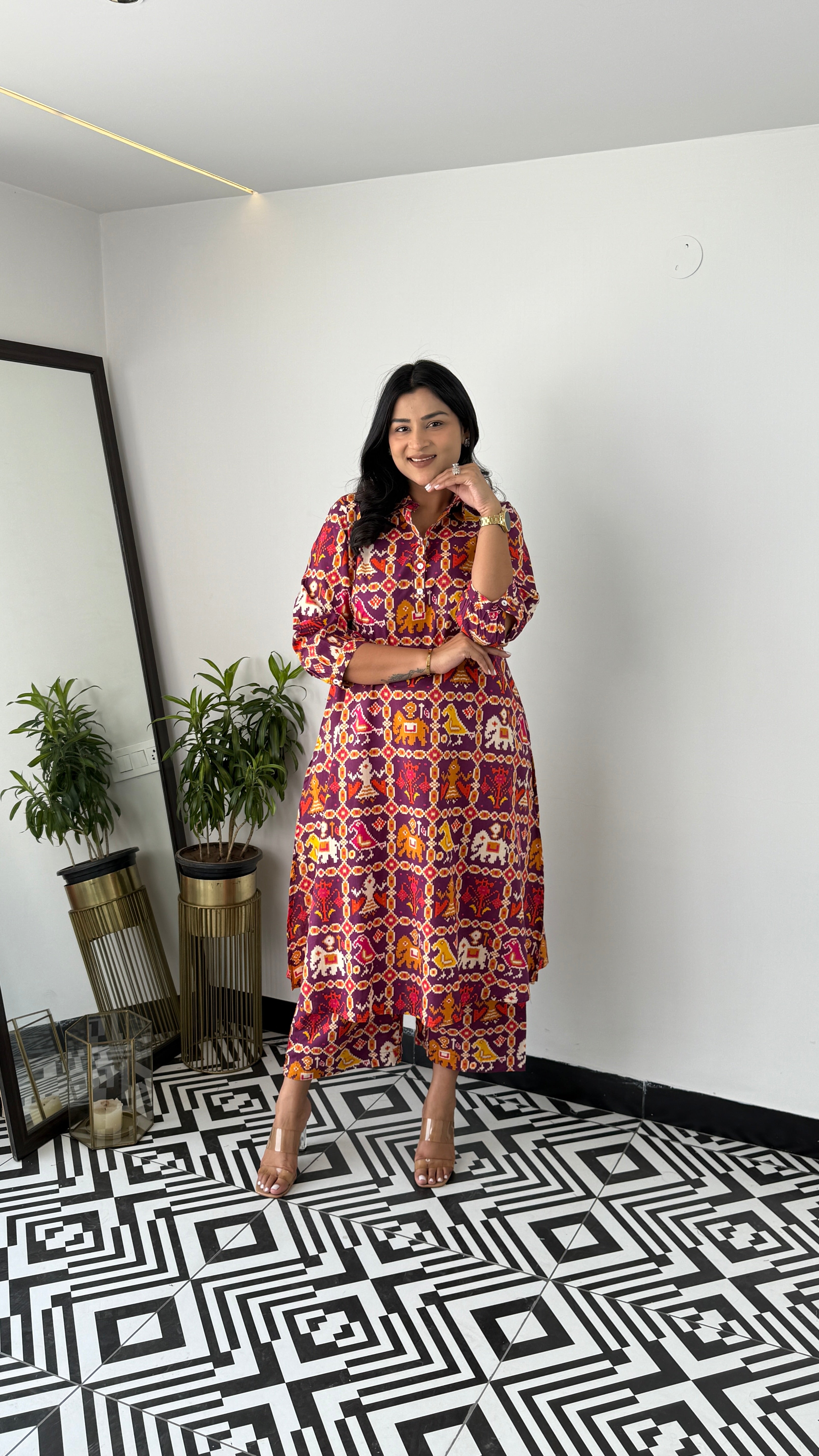 Meher Violet Patola Kurta Pants