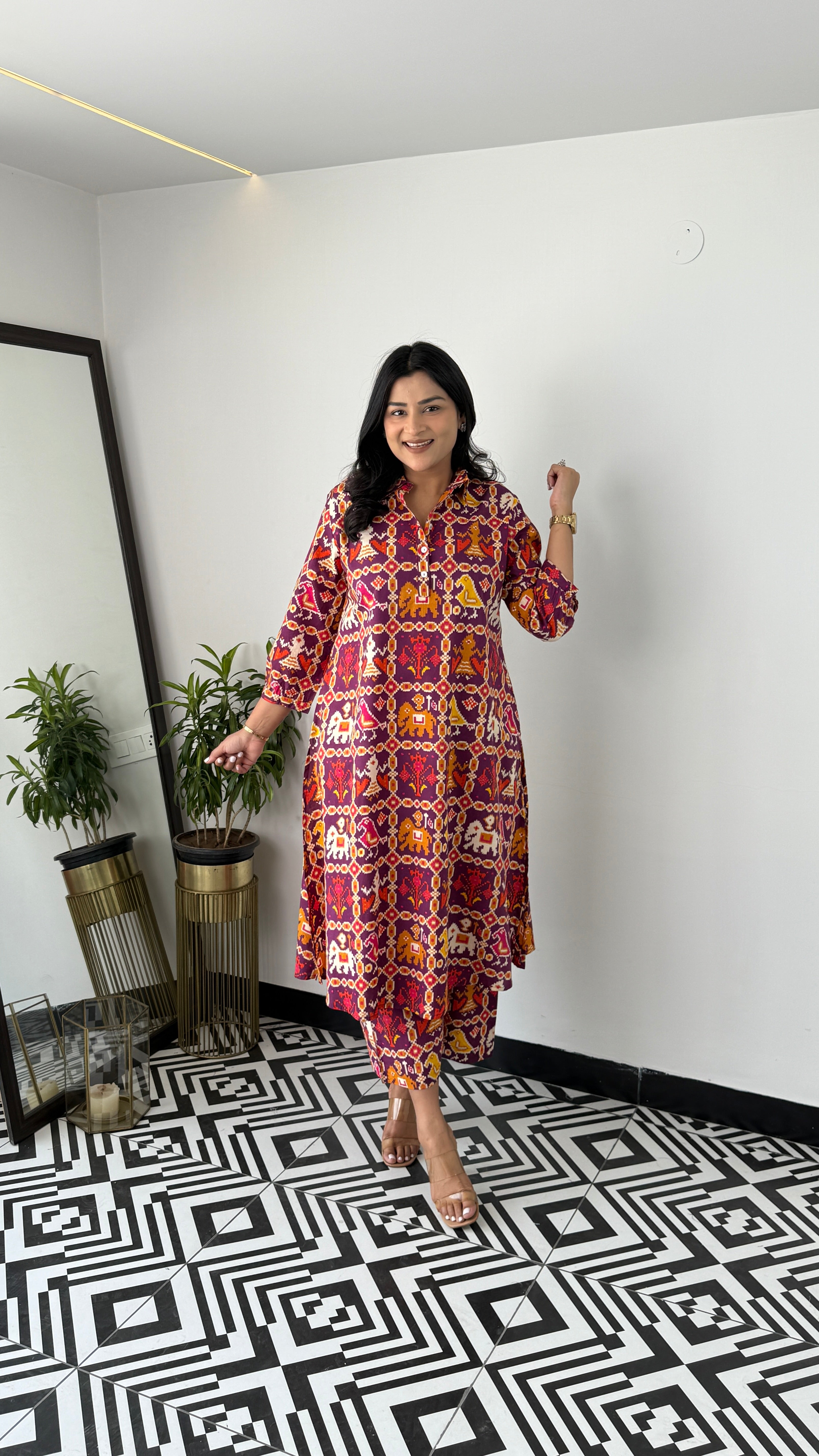 Meher Violet Patola Kurta Pants