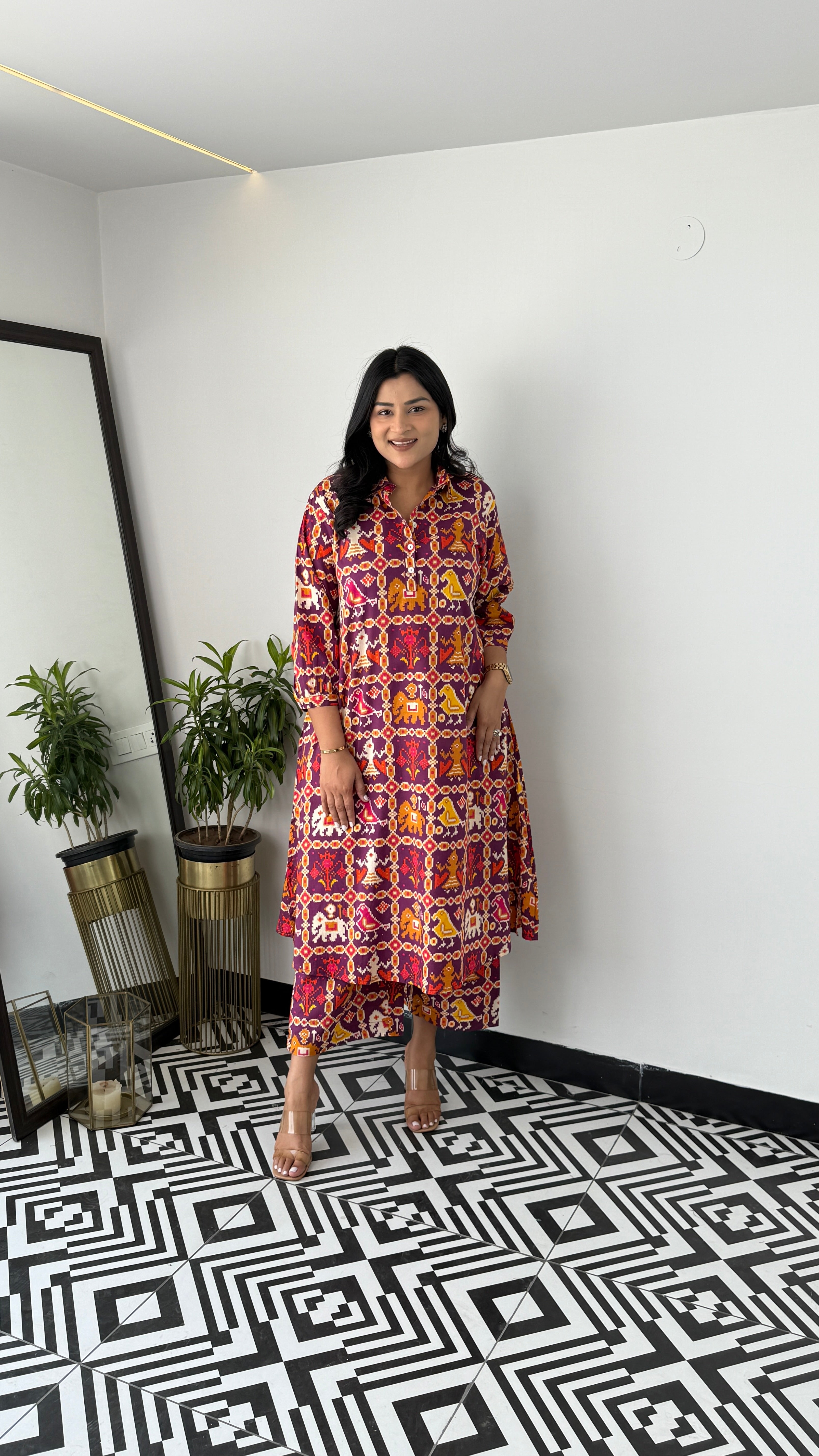 Meher Violet Patola Kurta Pants