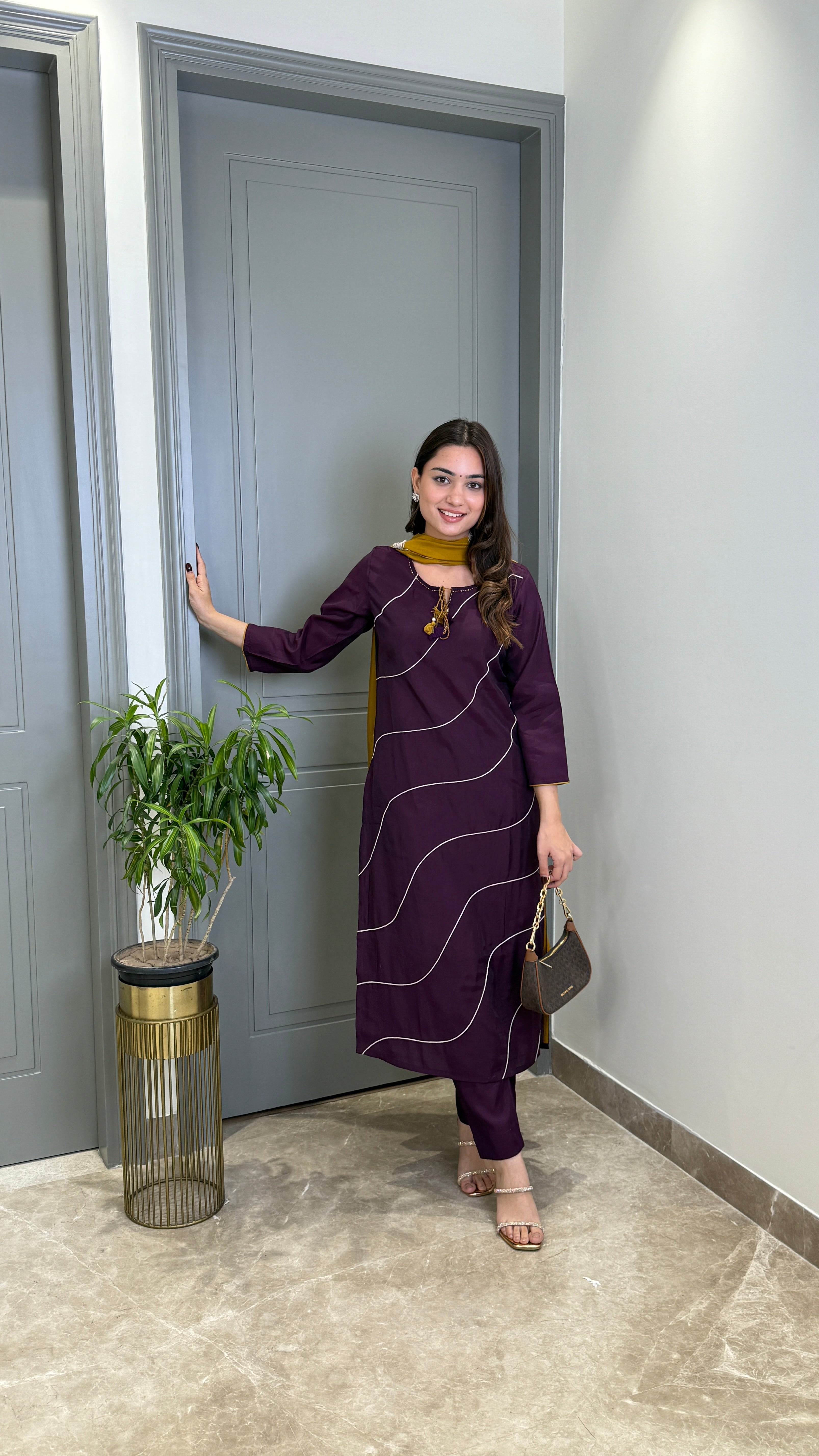 ⁠Sifat Purple Suit Set
