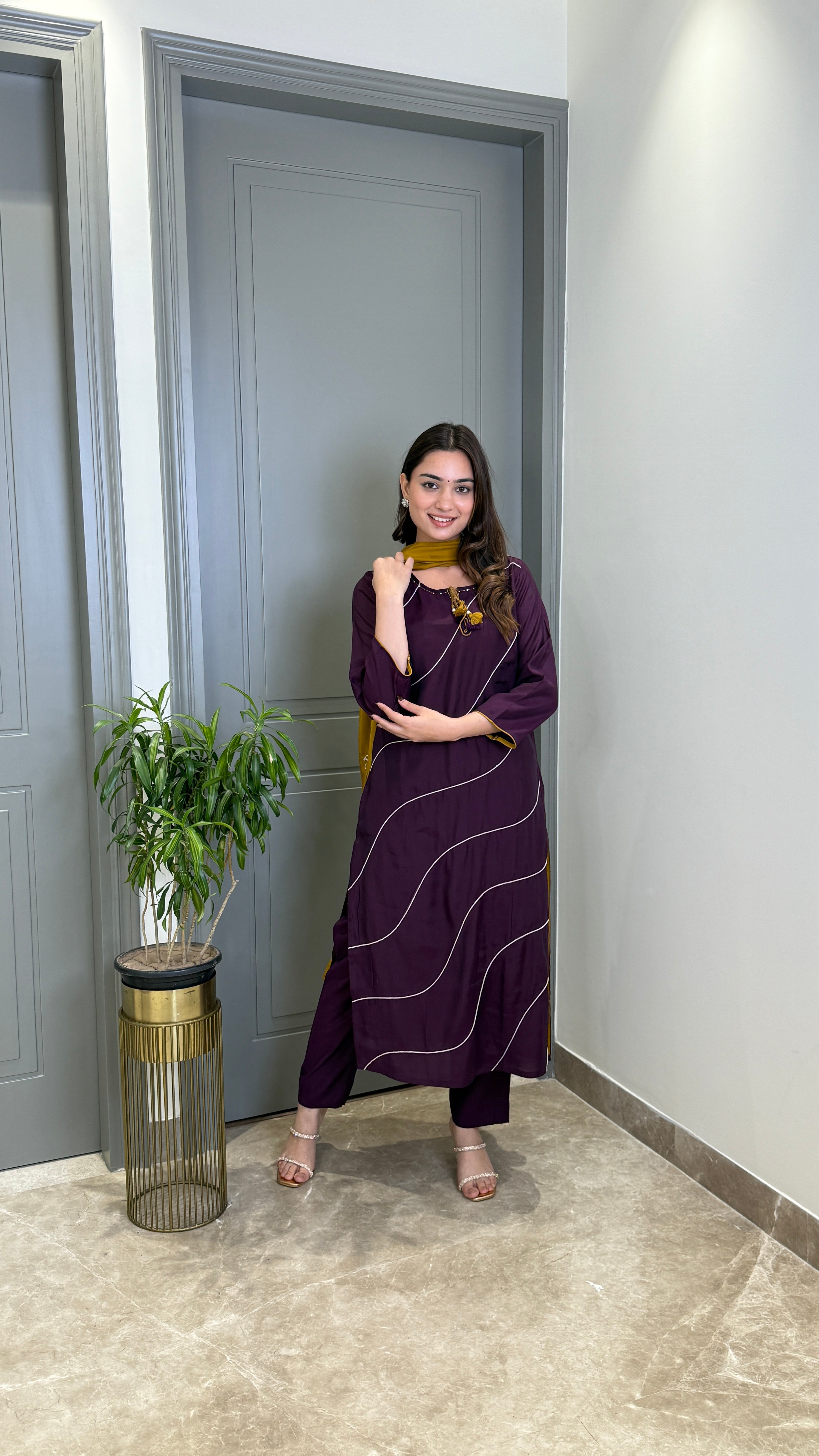 ⁠Sifat Purple Suit Set