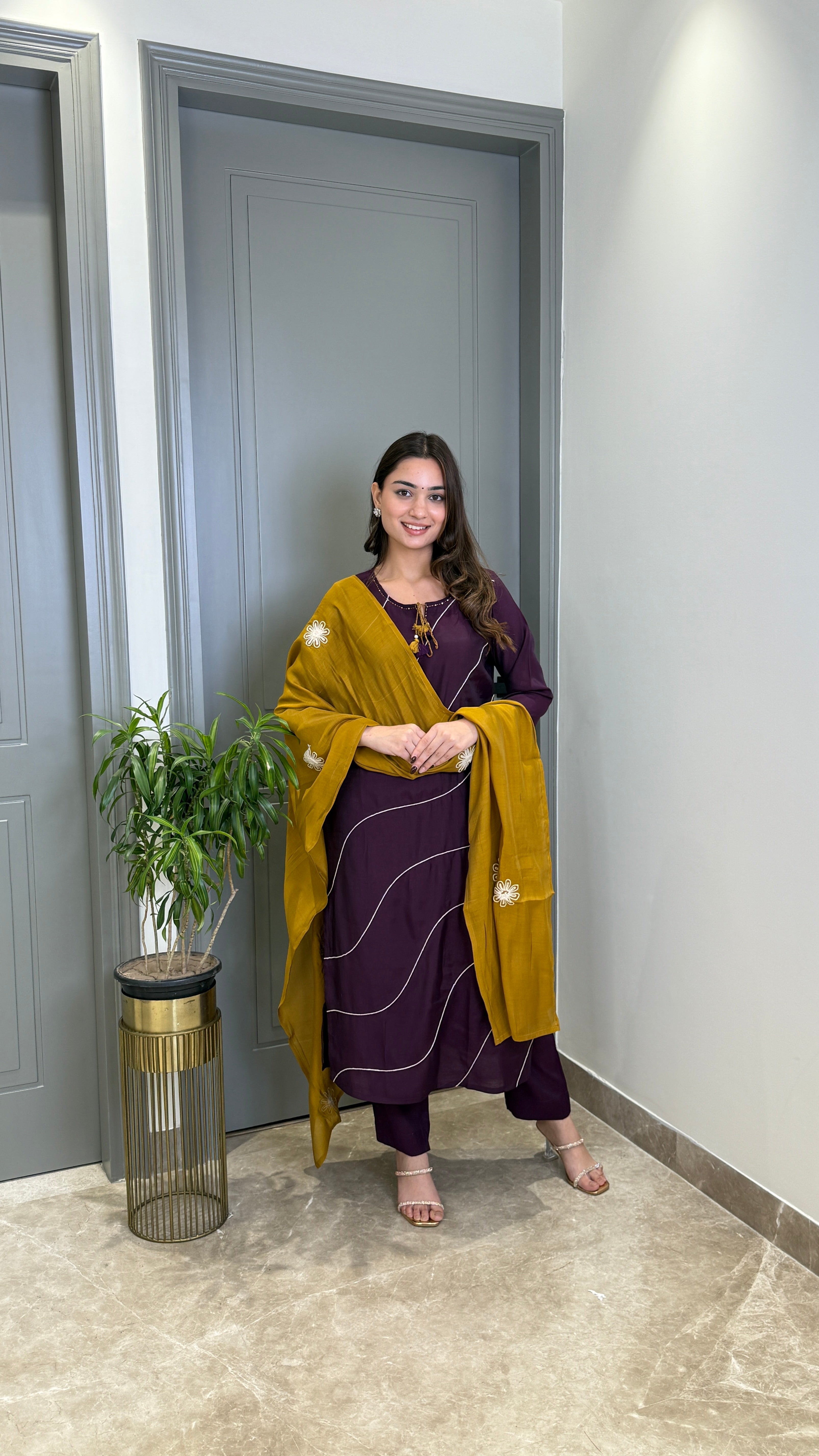 ⁠Sifat Purple Suit Set