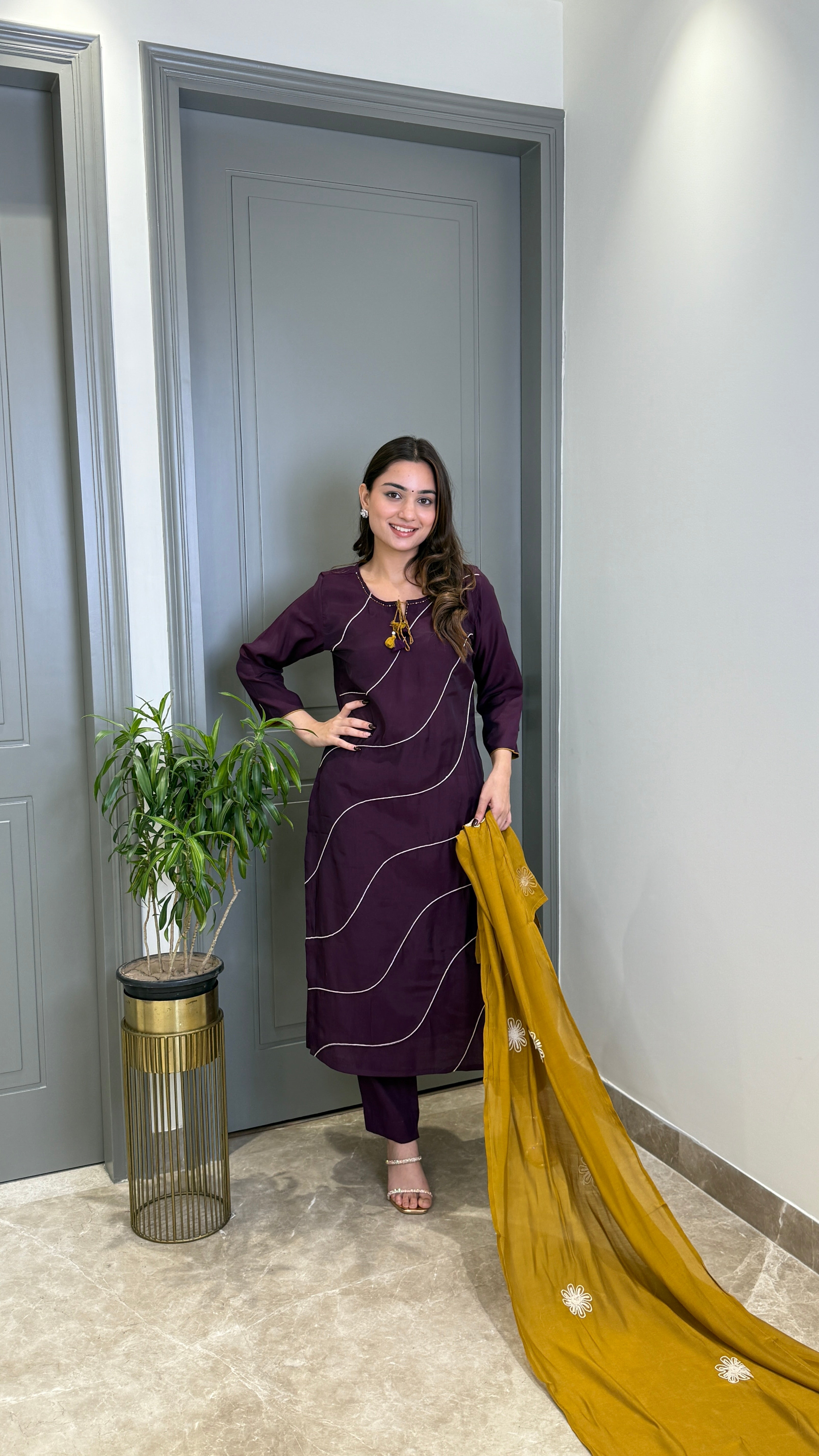 ⁠Sifat Purple Suit Set