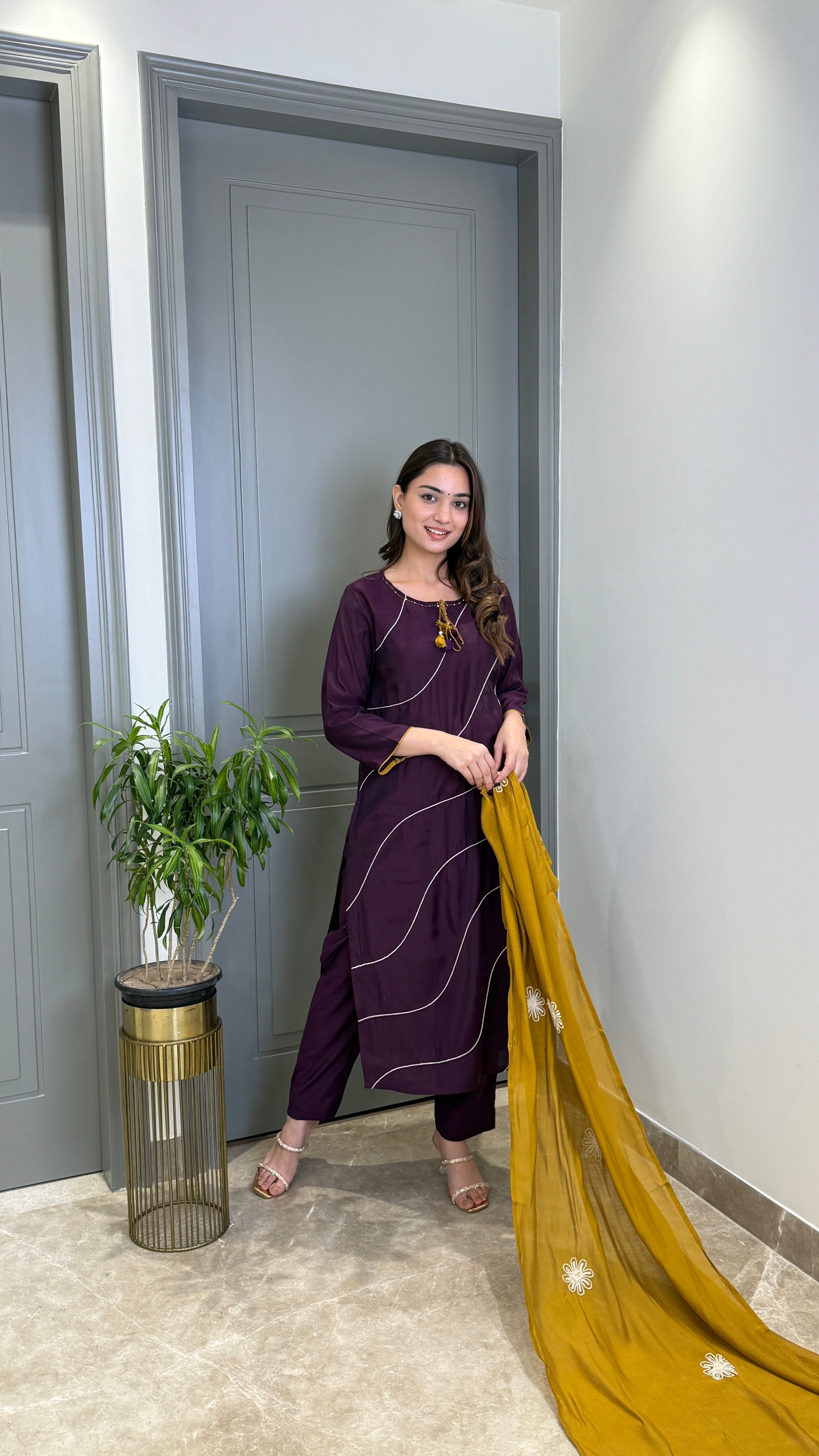 ⁠Sifat Purple Suit Set