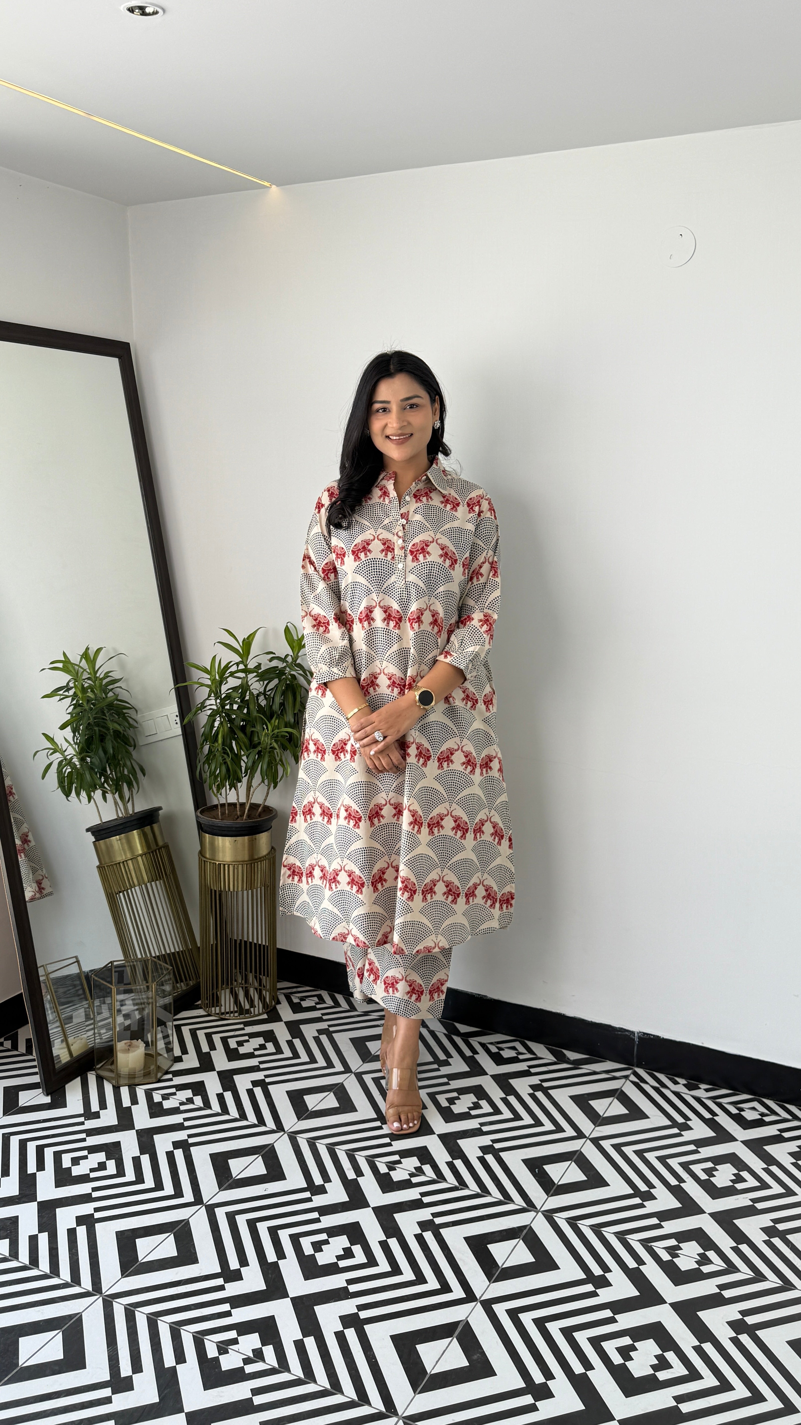 Meher Red Elephant Kurta Pants