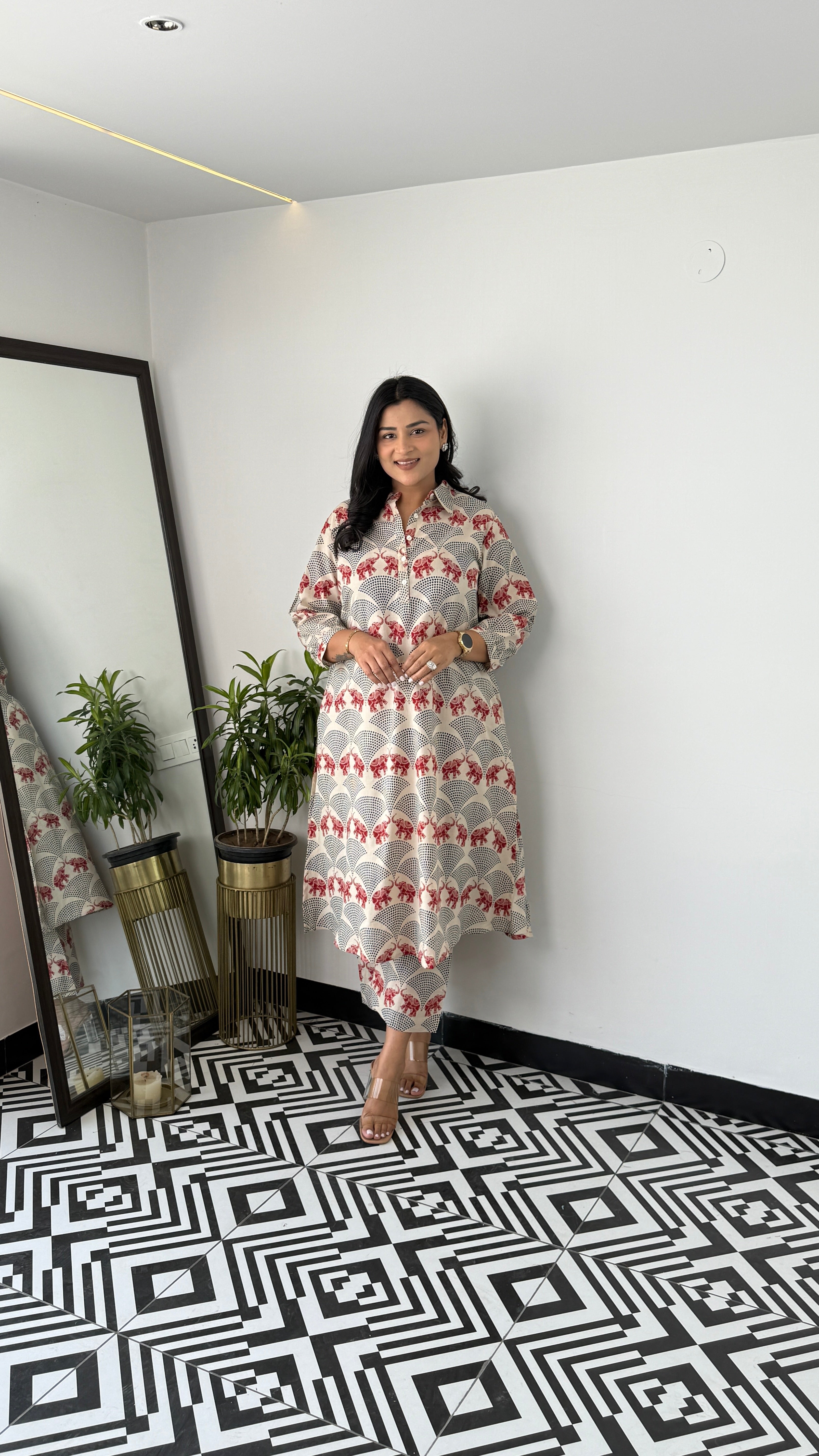 Meher Red Elephant Kurta Pants