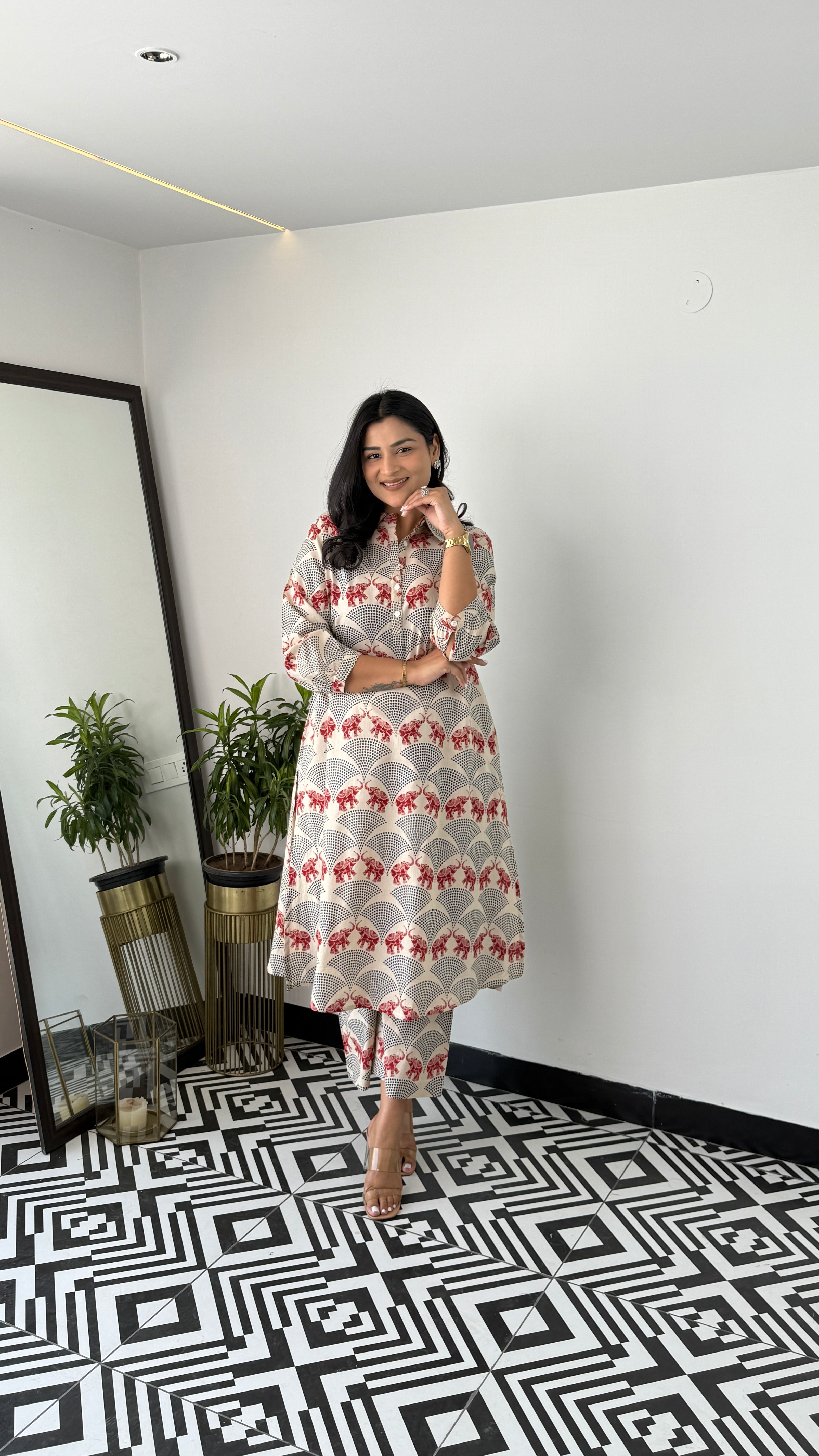 Meher Red Elephant Kurta Pants