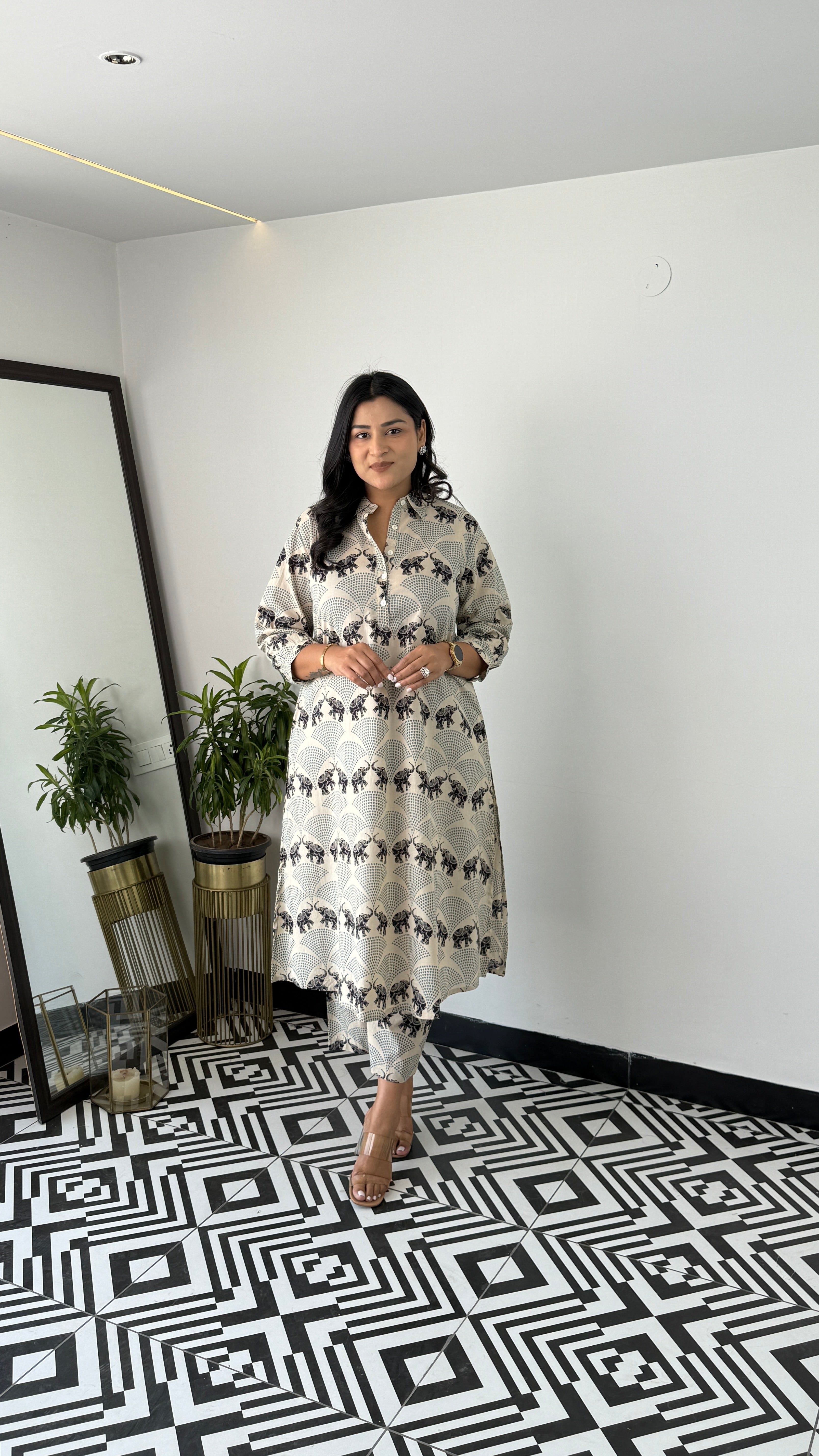 Meher Black Elephant Kurta Pants