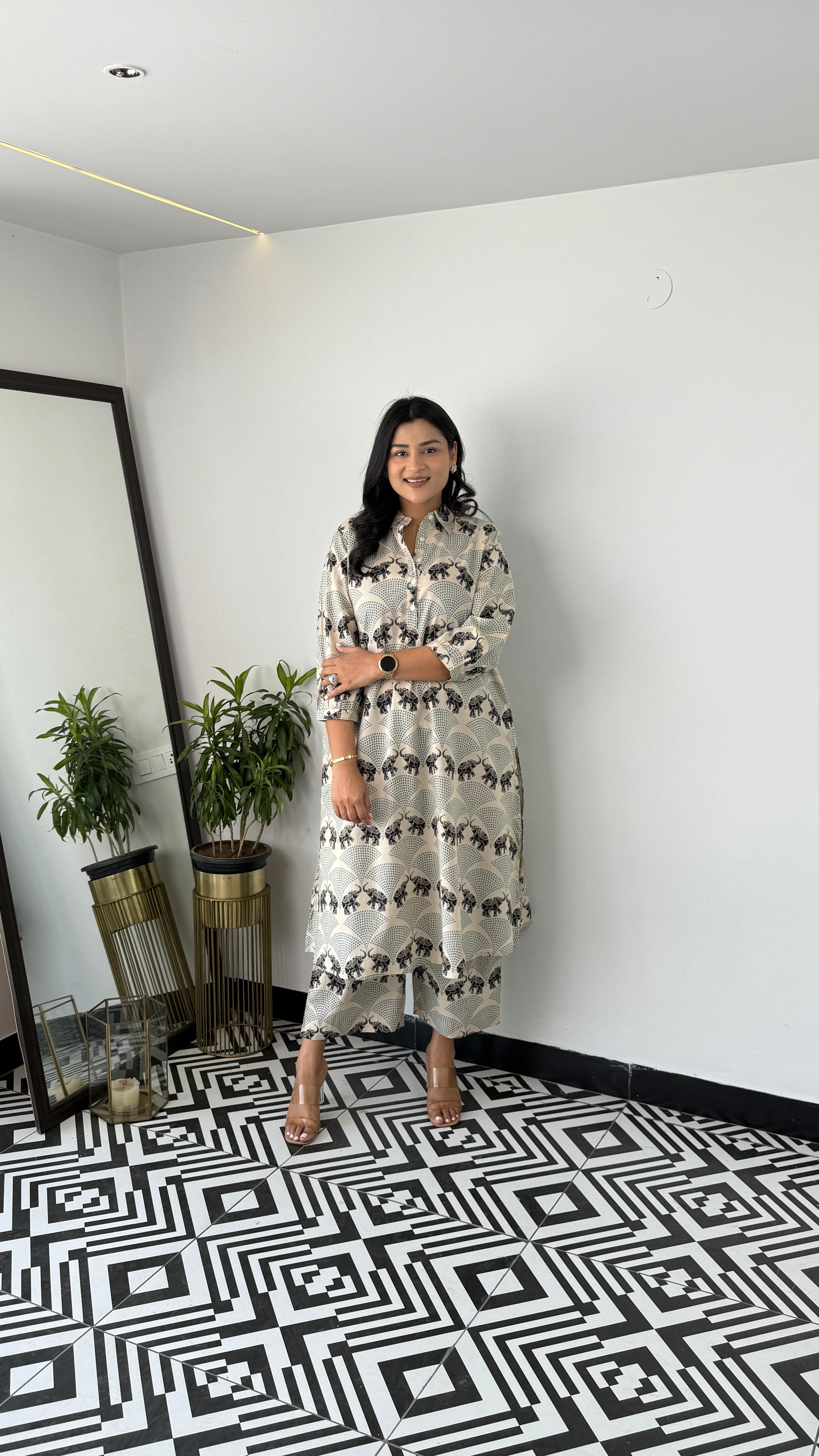 Meher Black Elephant Kurta Pants