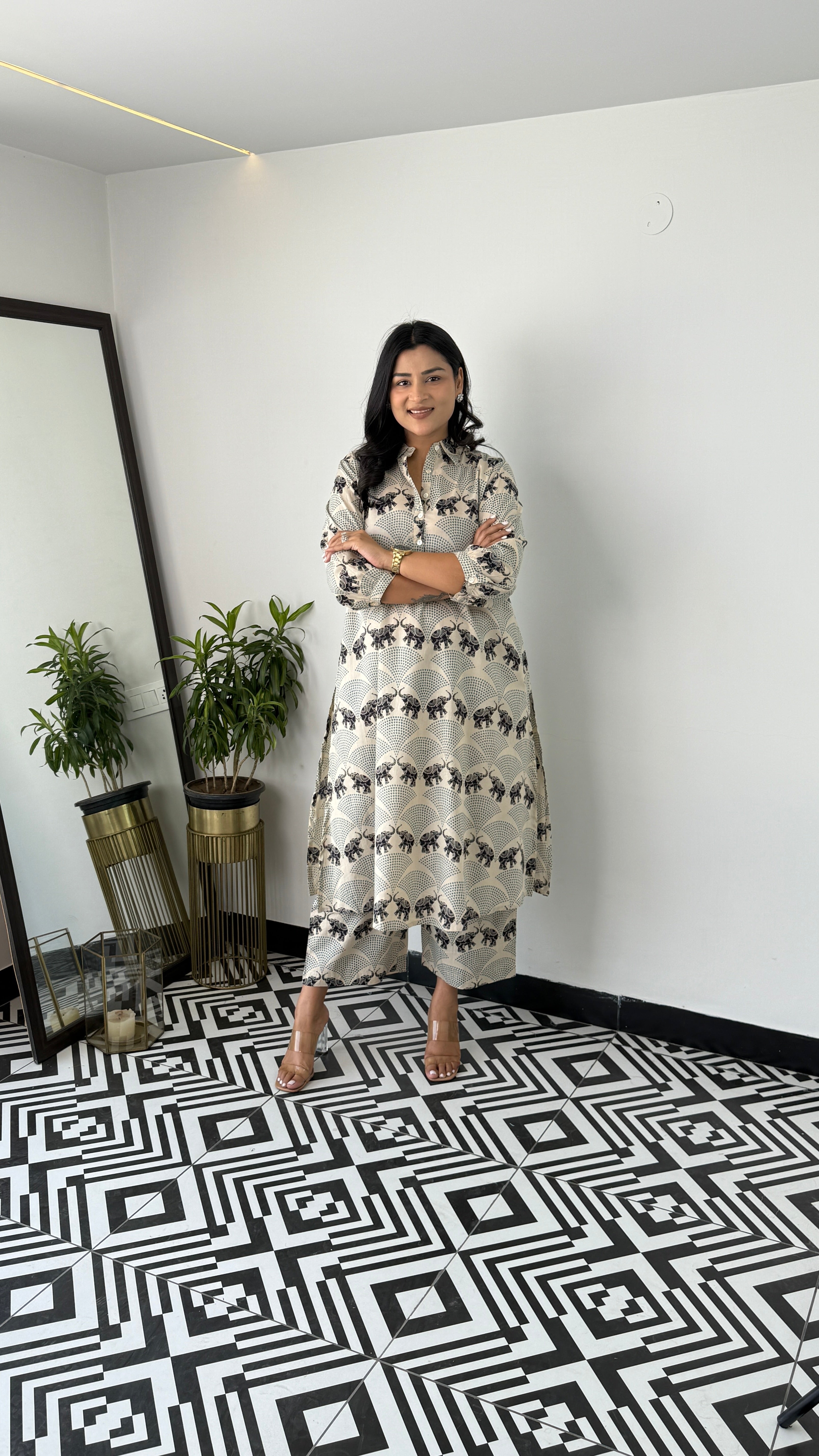 Meher Black Elephant Kurta Pants