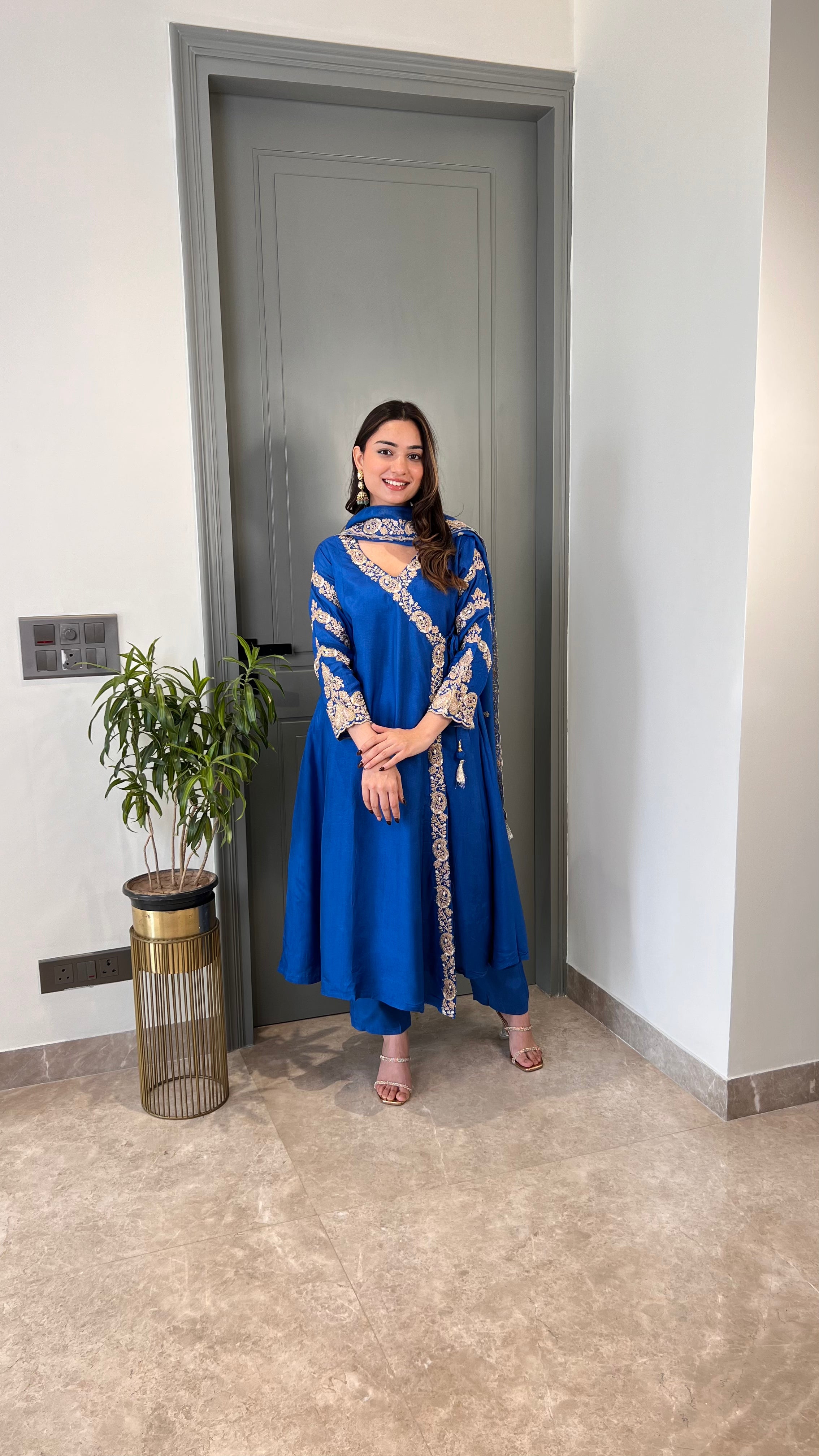 Angrakha Ambi Blue Suit Set