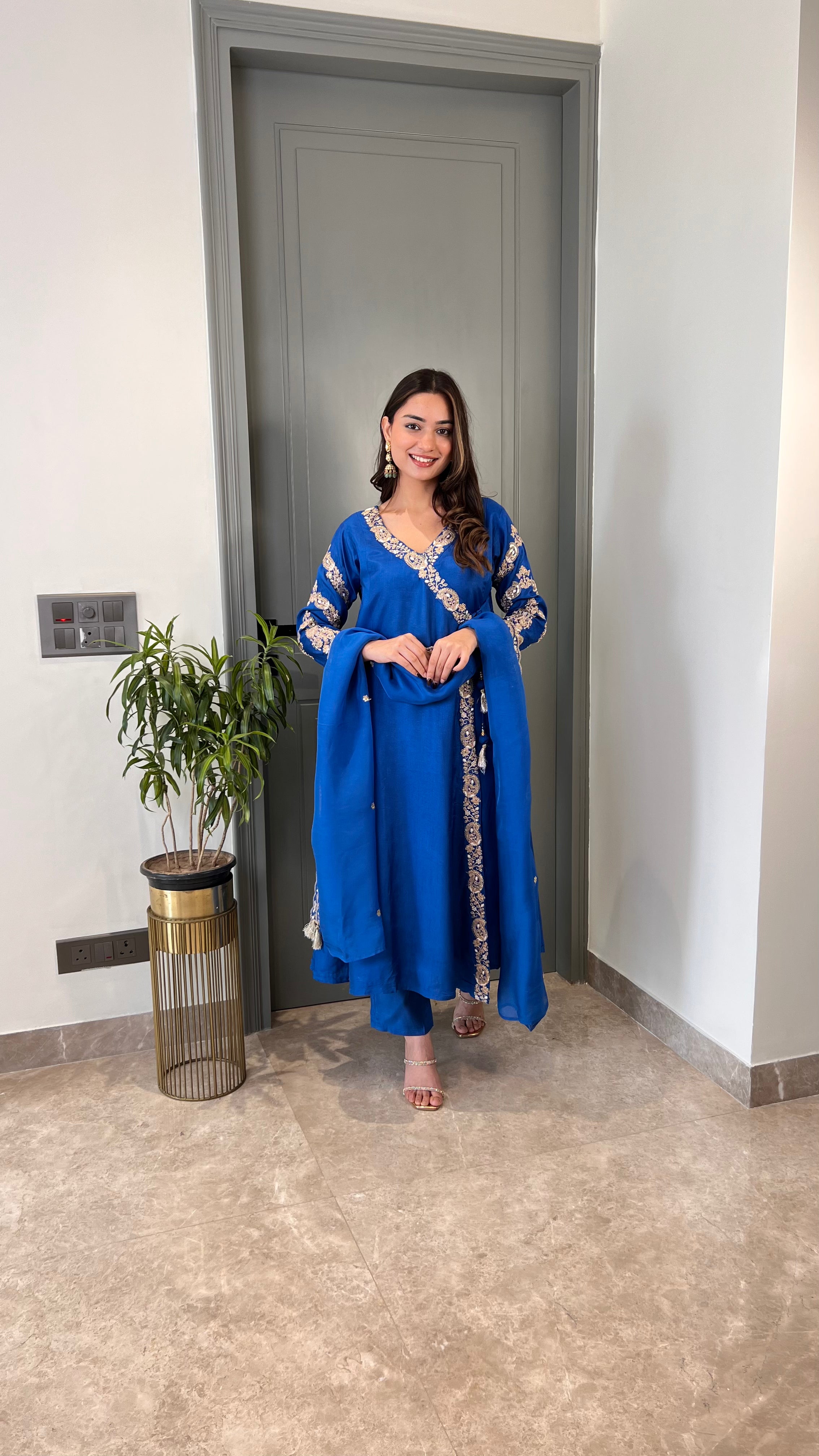 Angrakha Ambi Blue Suit Set