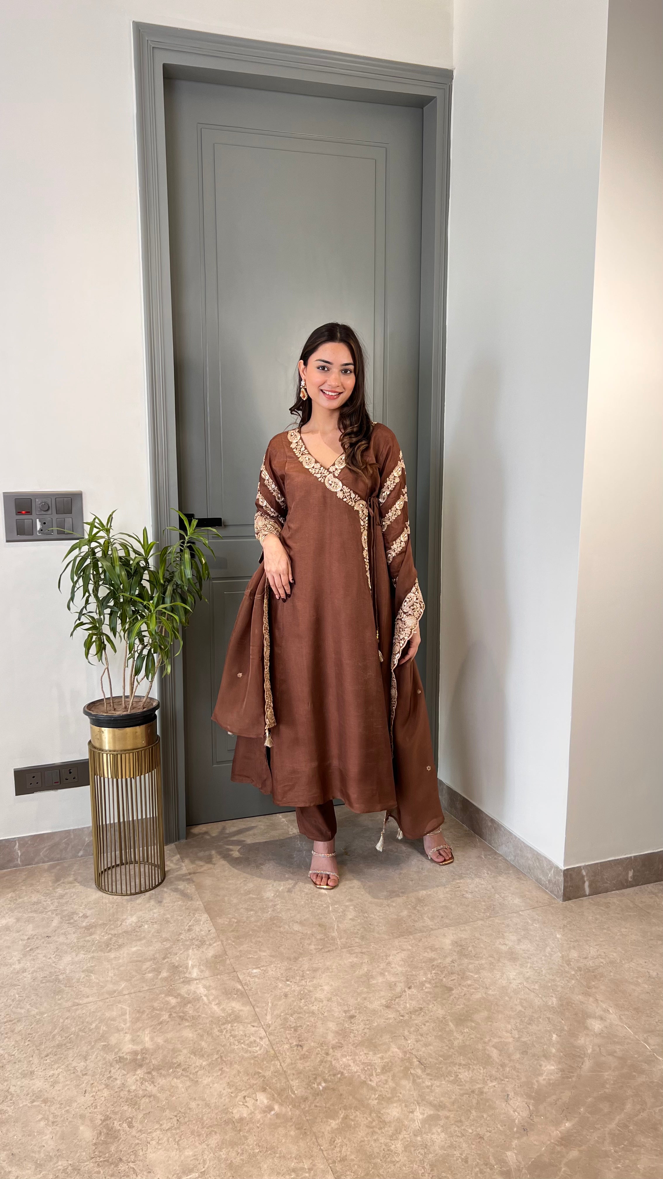 Angrakha Ambi Brown Suit Set