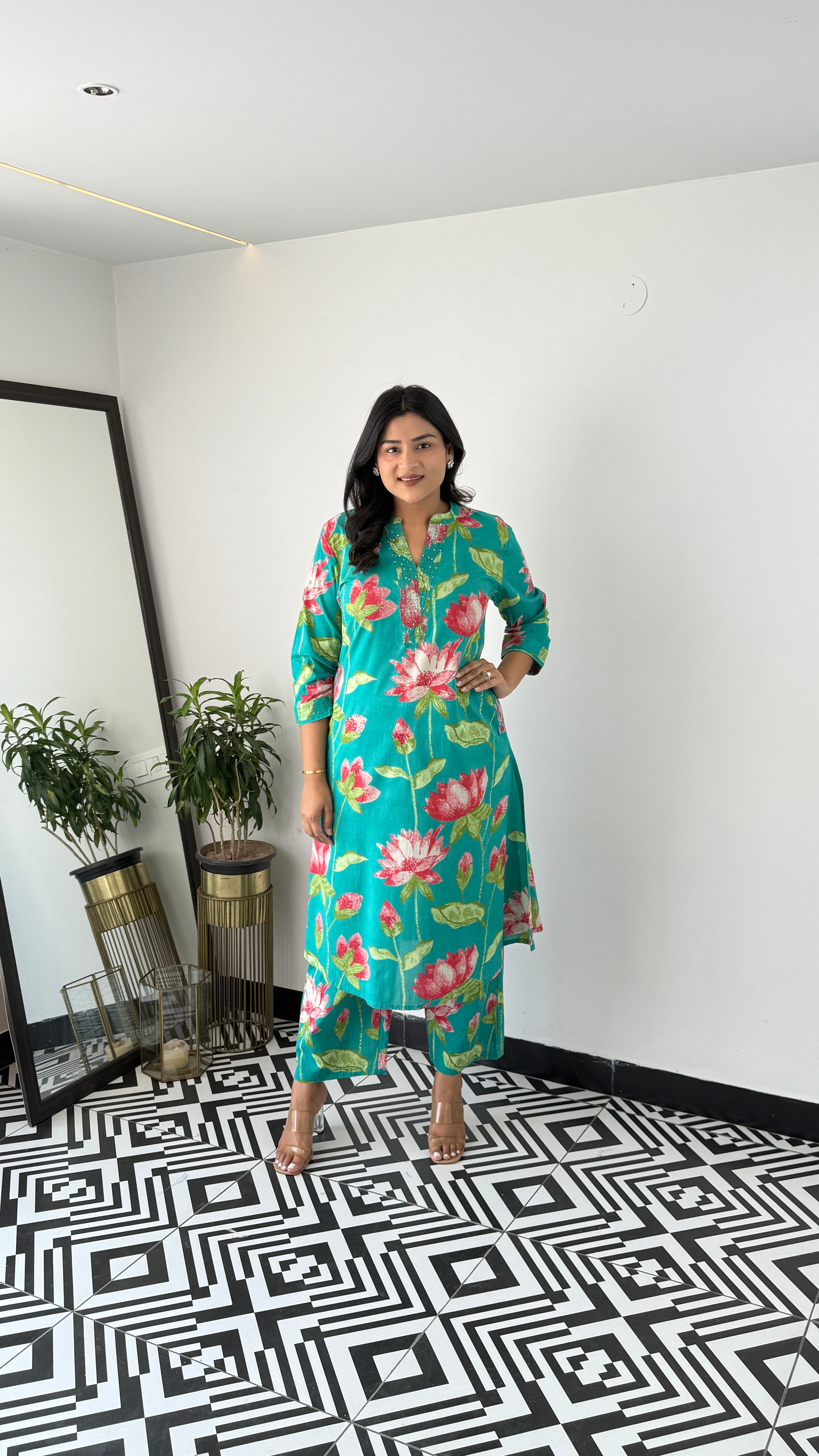 Charming Green Lilly Kurta Pants
