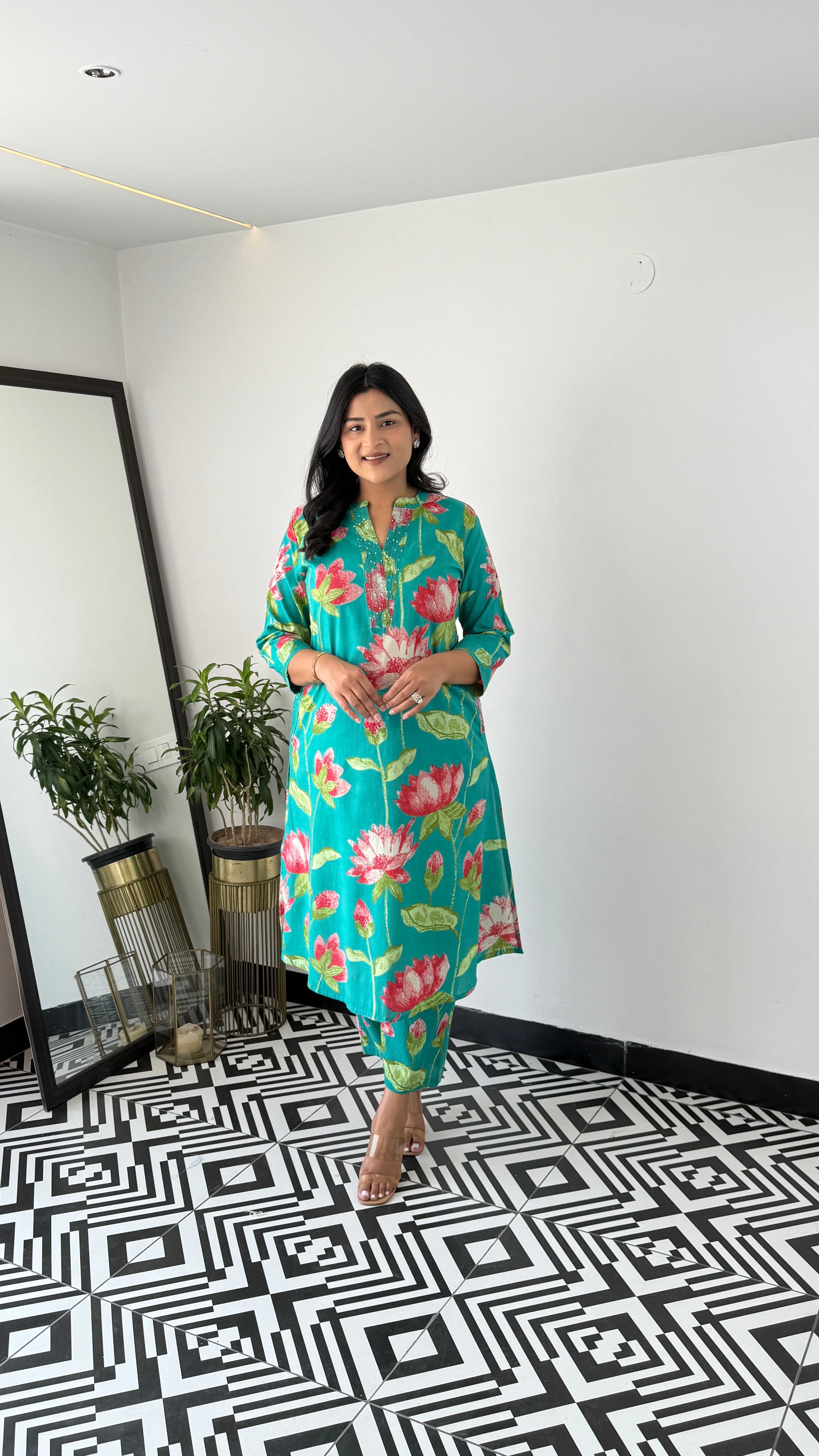 Charming Green Lilly Kurta Pants