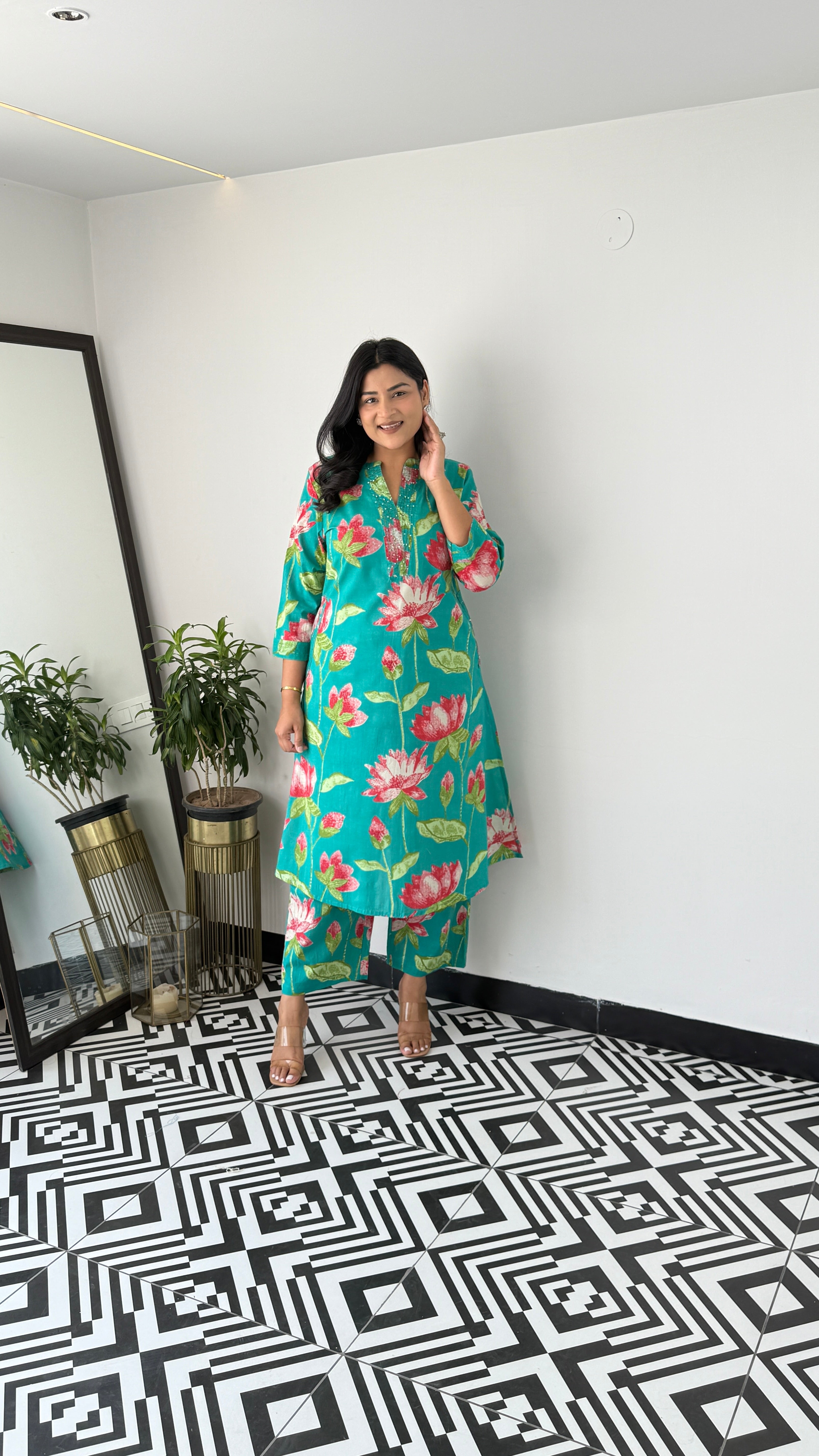 Charming Green Lilly Kurta Pants