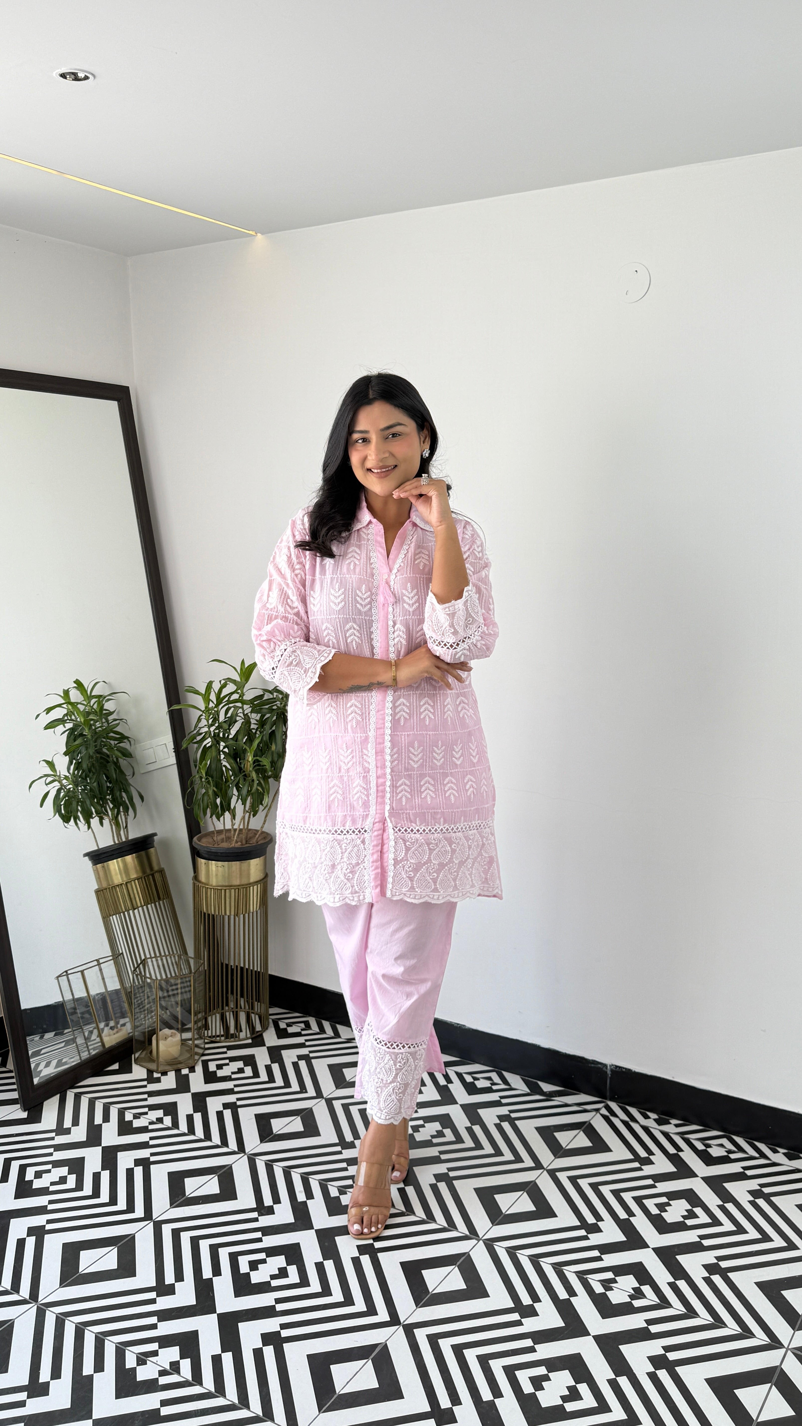 Lucknavi Leaf Pink Cord Set