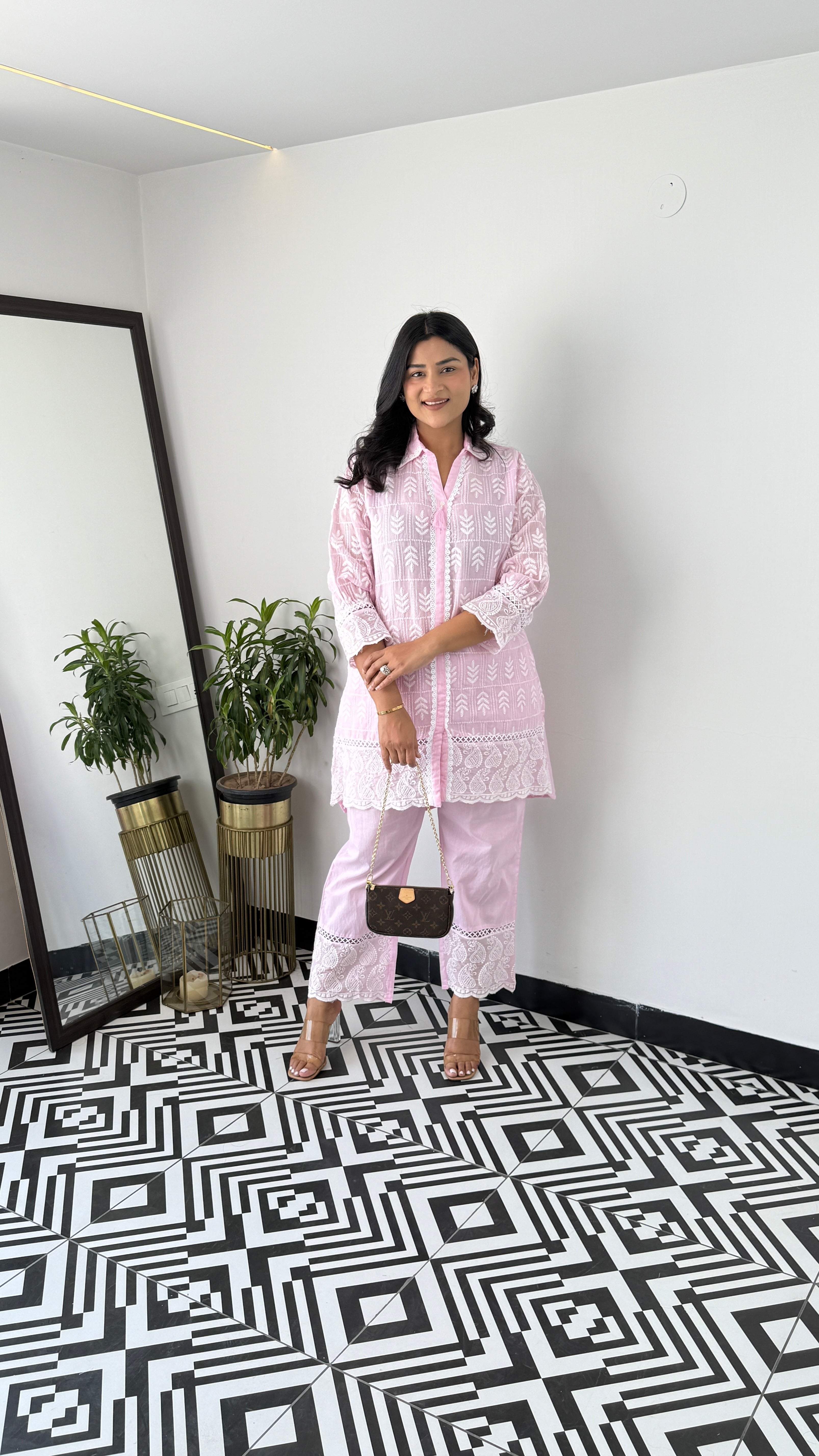 Lucknavi Leaf Pink Cord Set