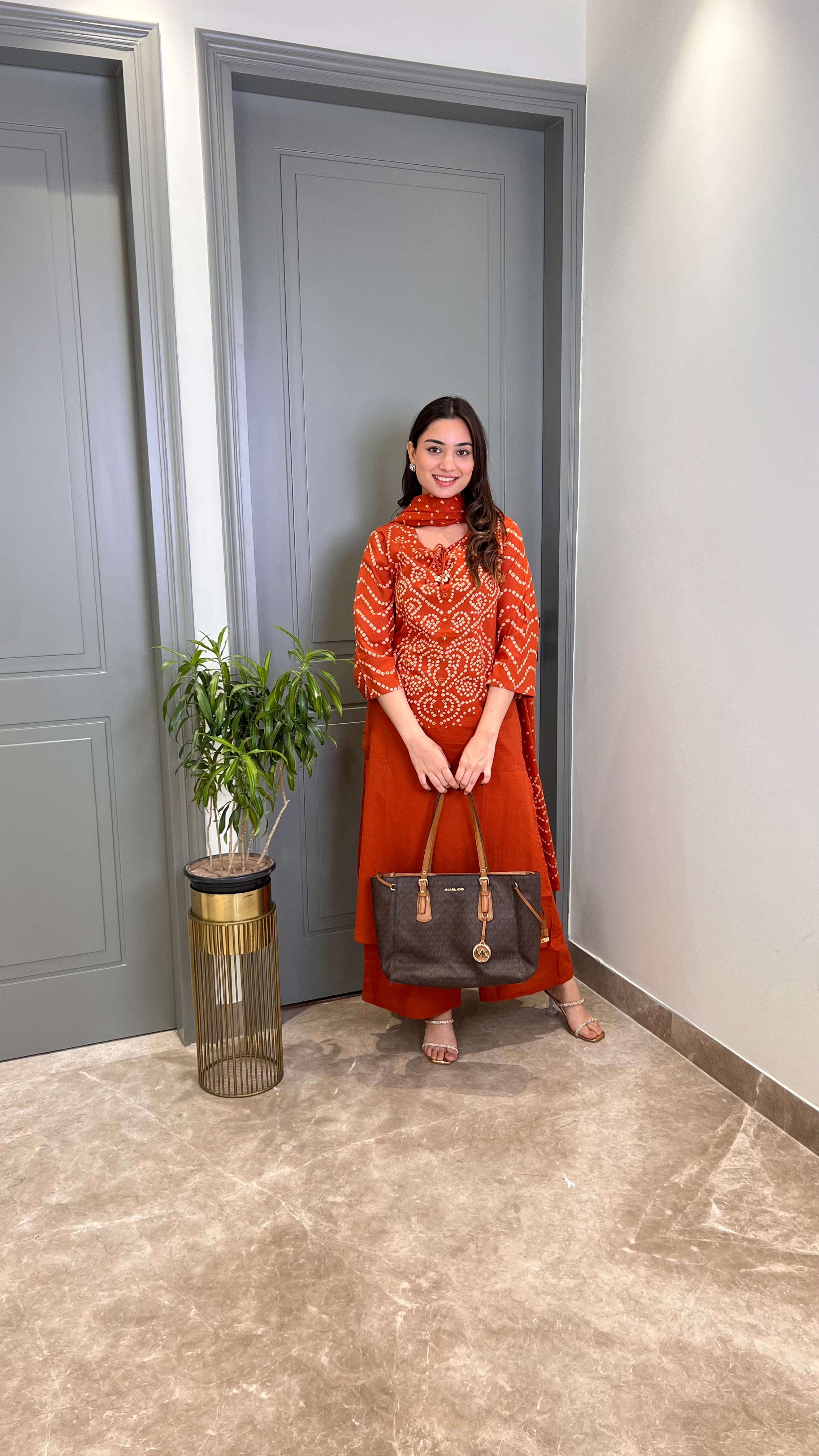 Nysa Rust Bandhej Suit Set