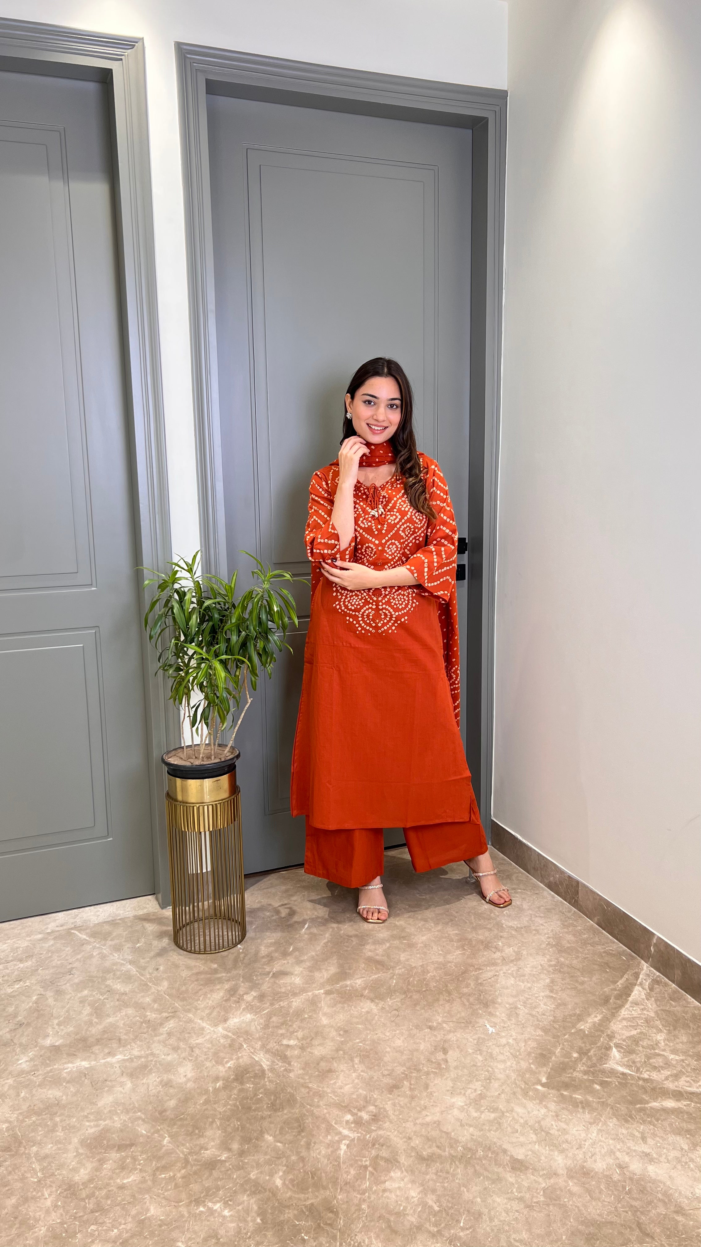 Nysa Rust Bandhej Suit Set