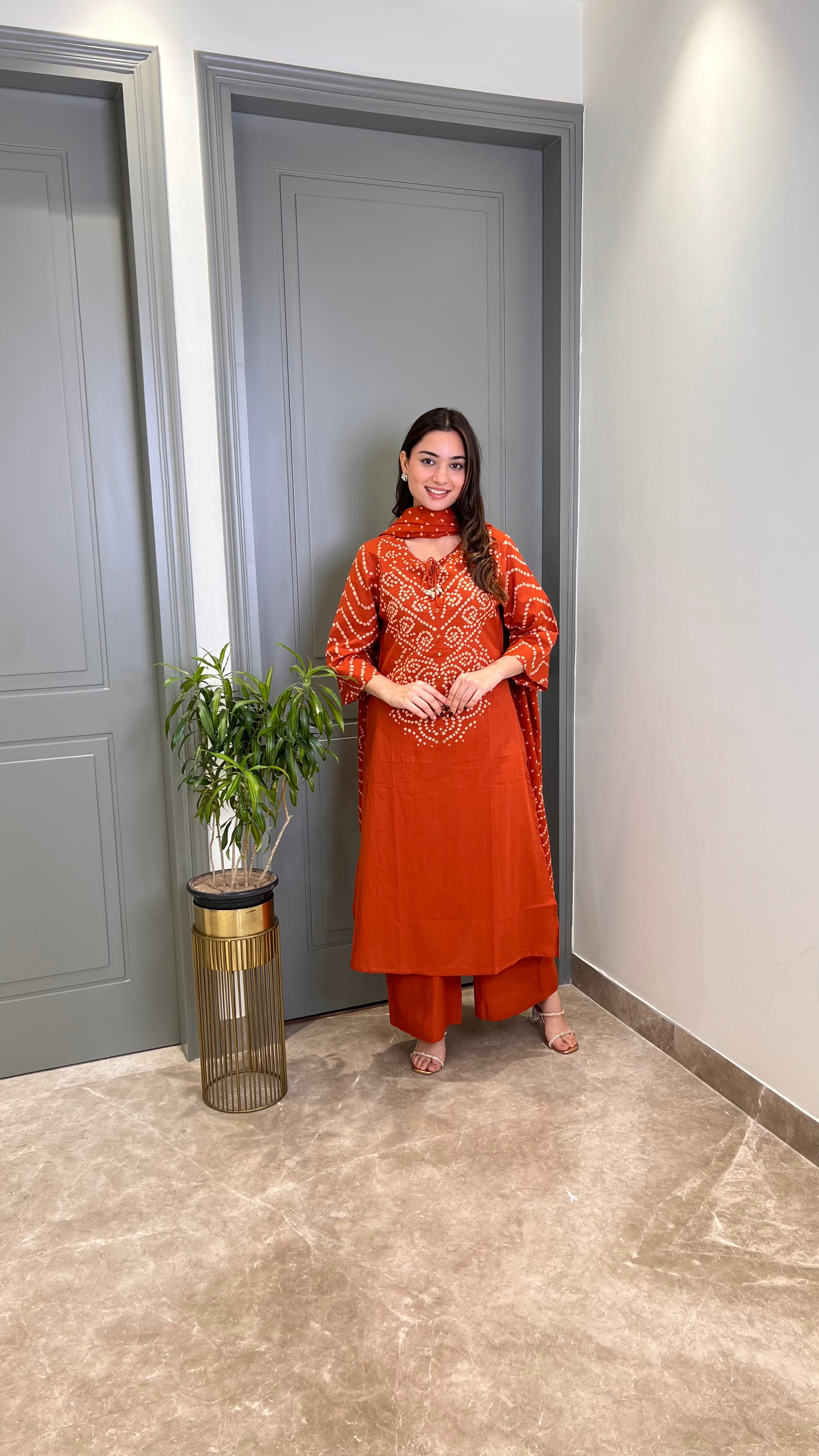 Nysa Rust Bandhej Suit Set