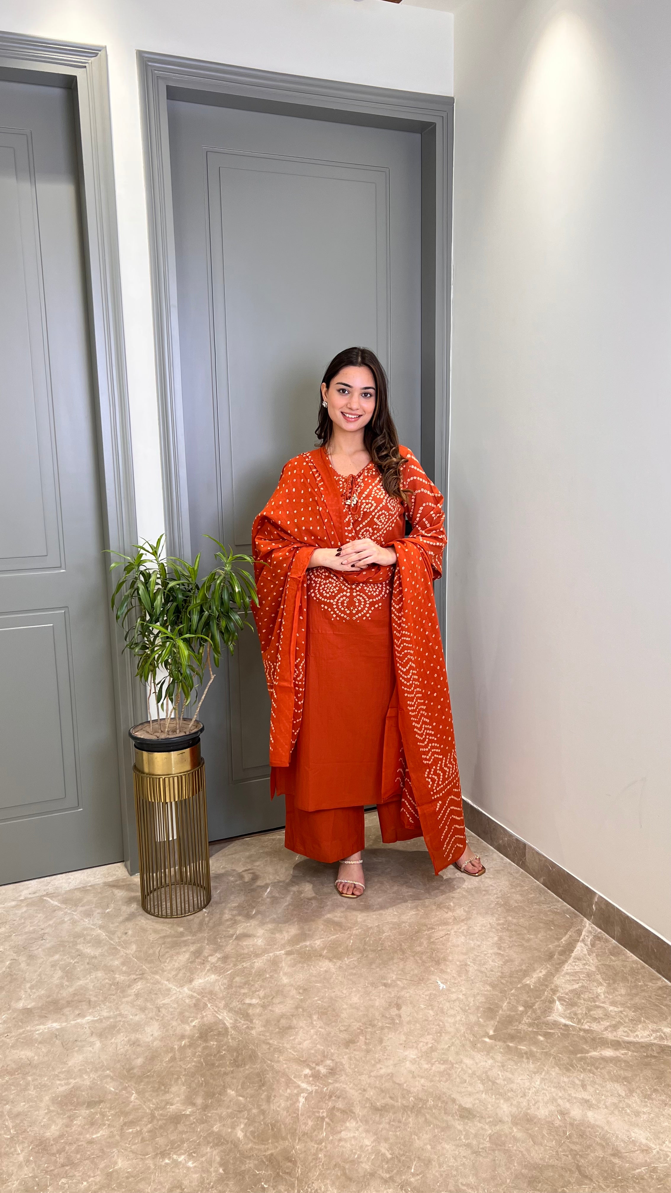 Nysa Rust Bandhej Suit Set