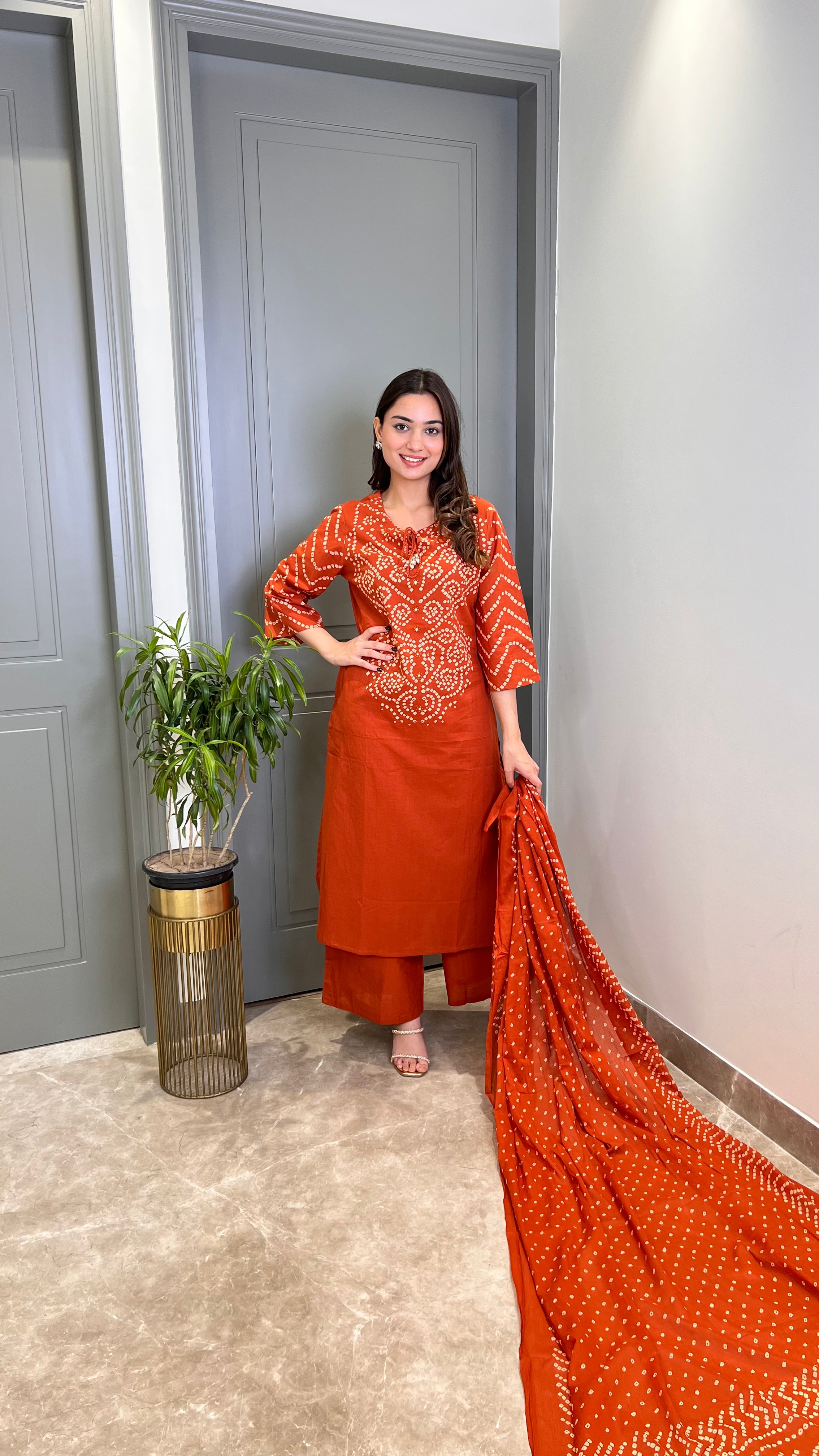 Nysa Rust Bandhej Suit Set