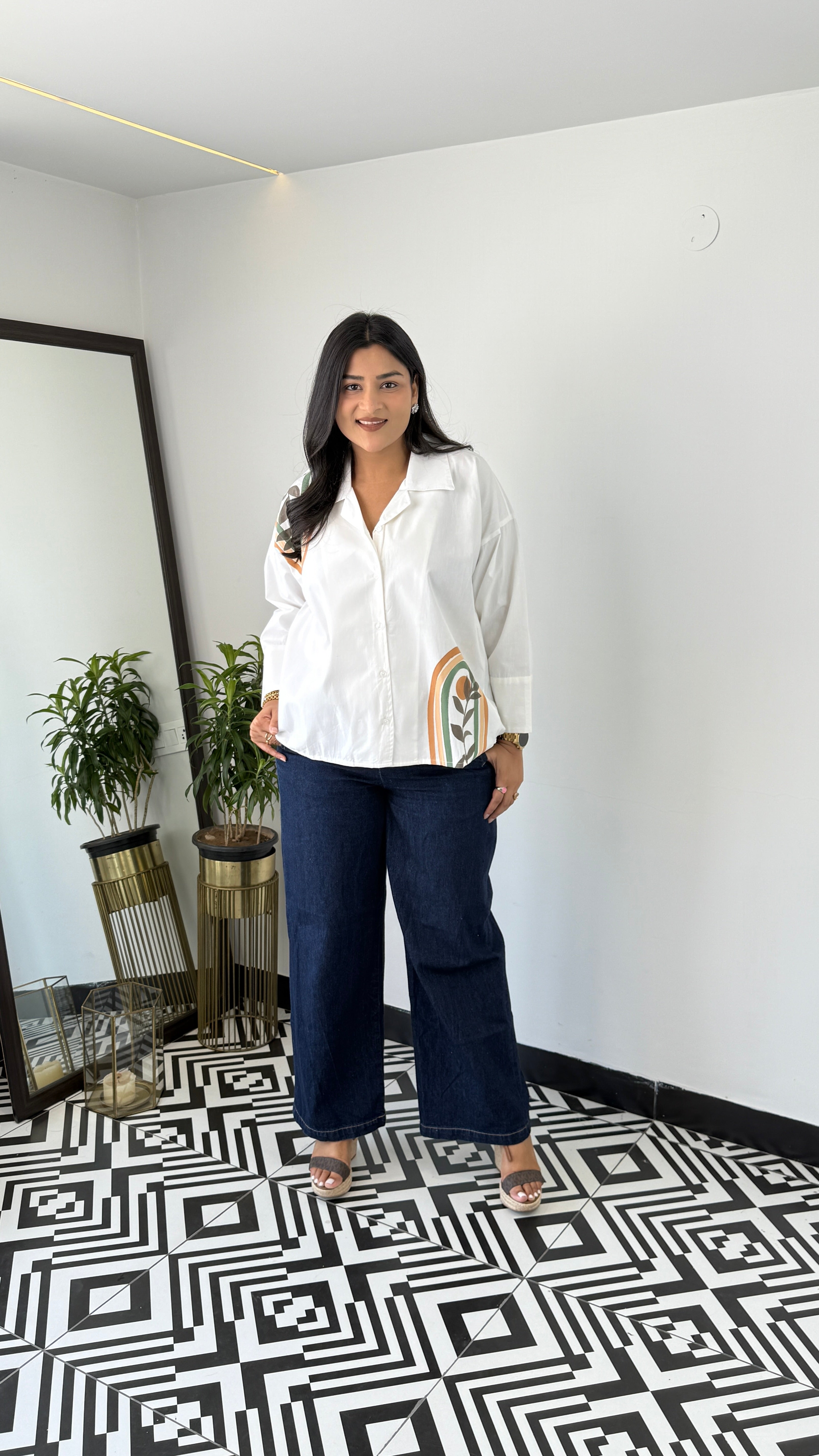 Hand Paint White Top