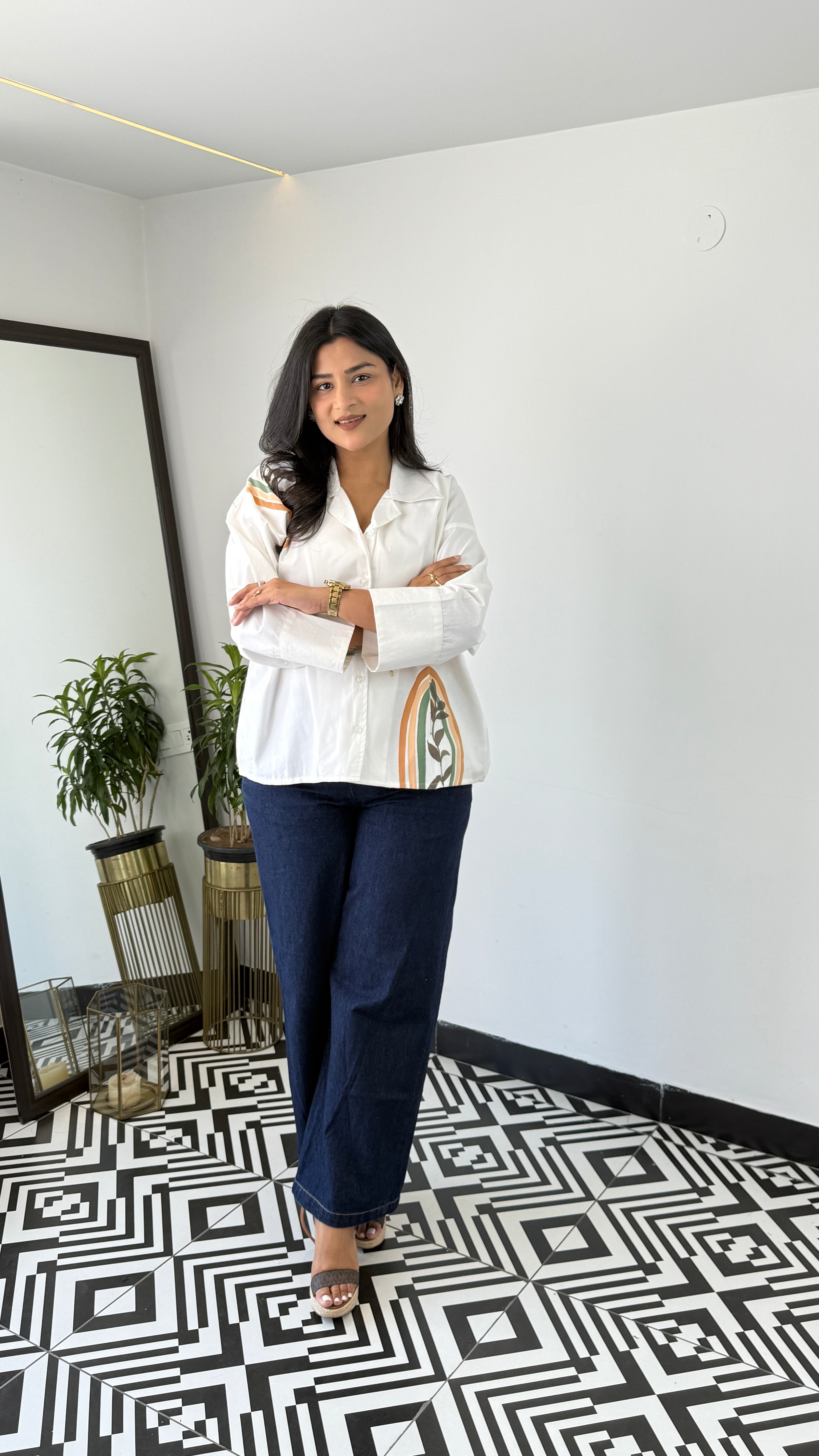 Hand Paint White Top