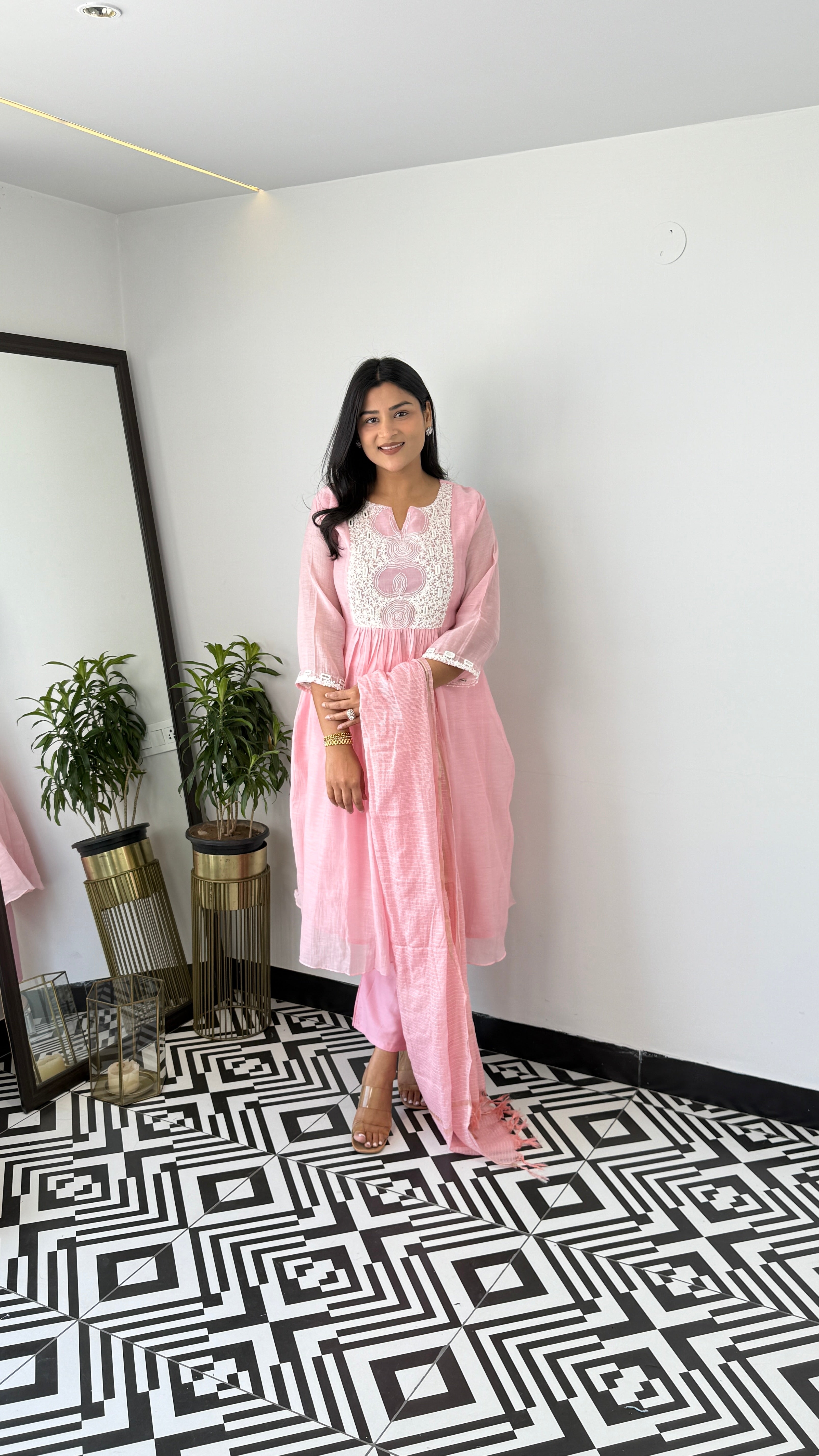 Powder Pink Chikankari Suit Set 