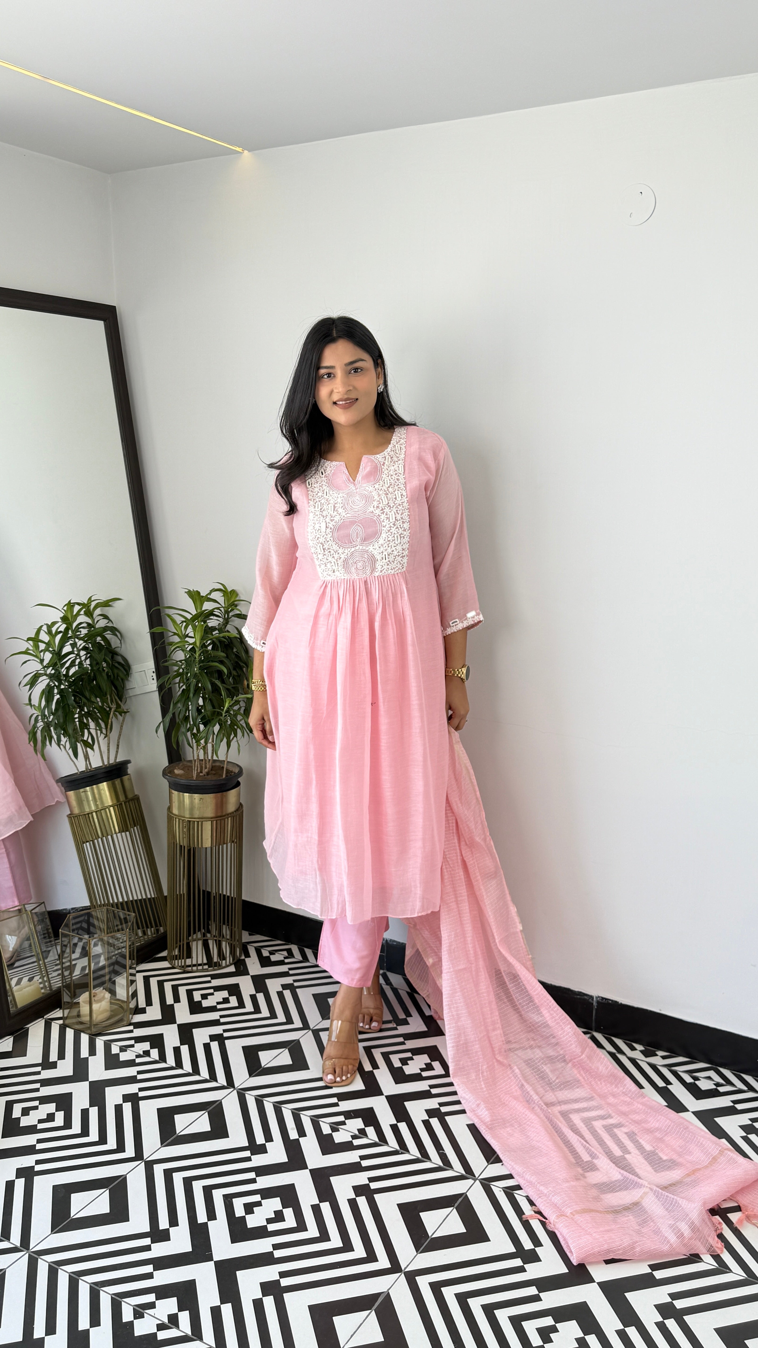 Powder Pink Chikankari Suit Set 