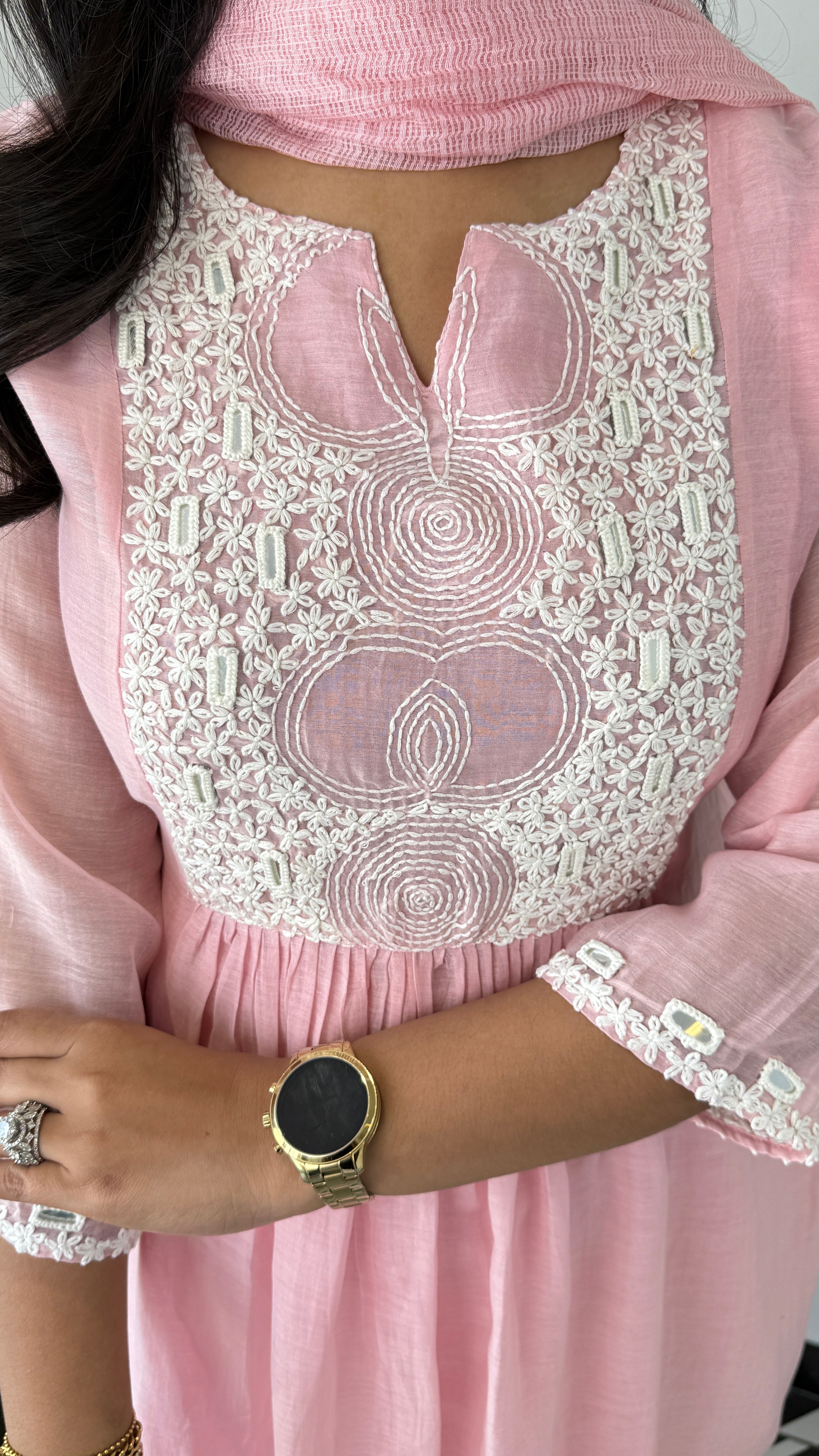 Powder Pink Chikankari Suit Set 