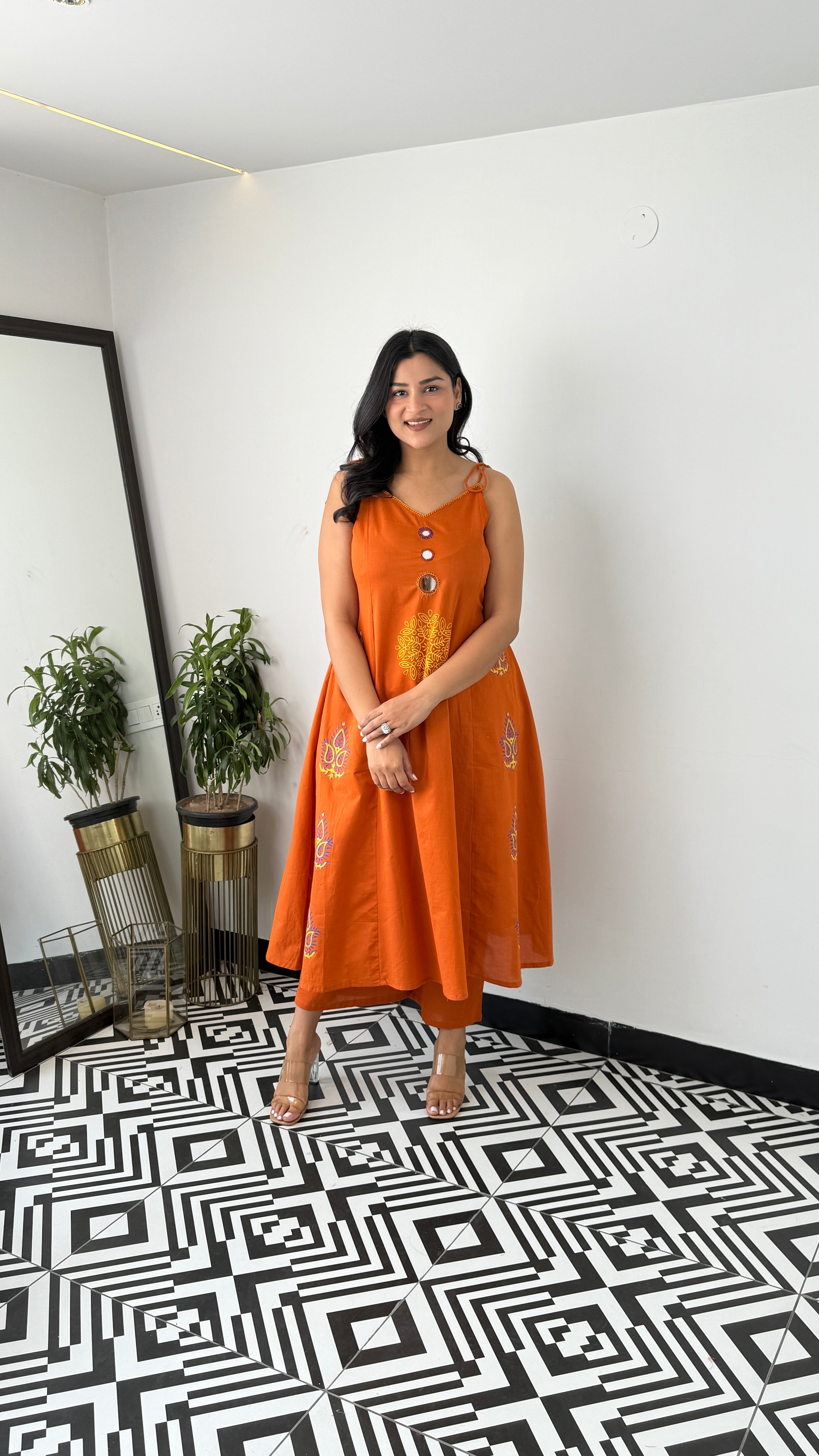 Rust Sleevlees Suit Set