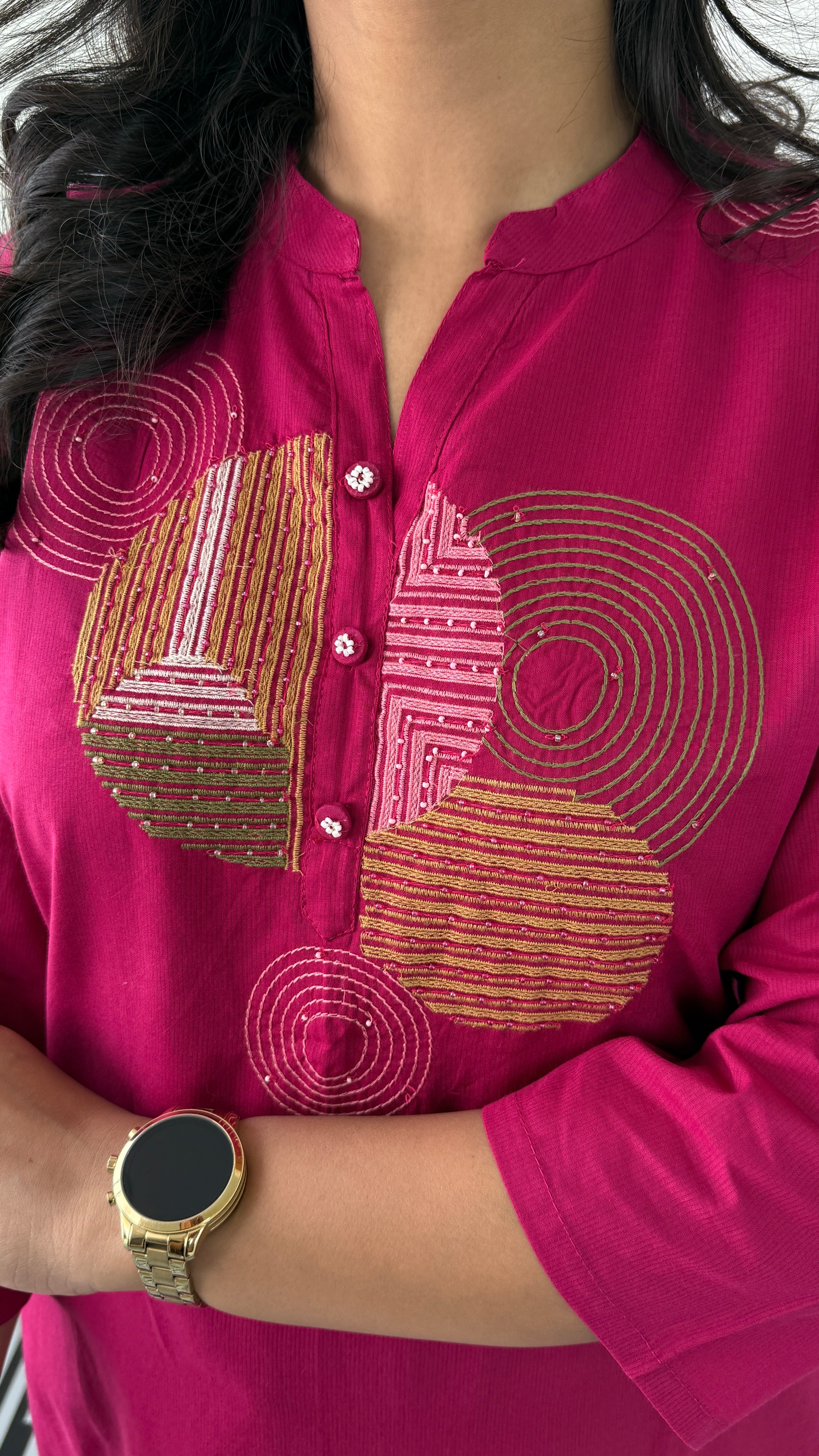 Geometric Magenta Suit Set