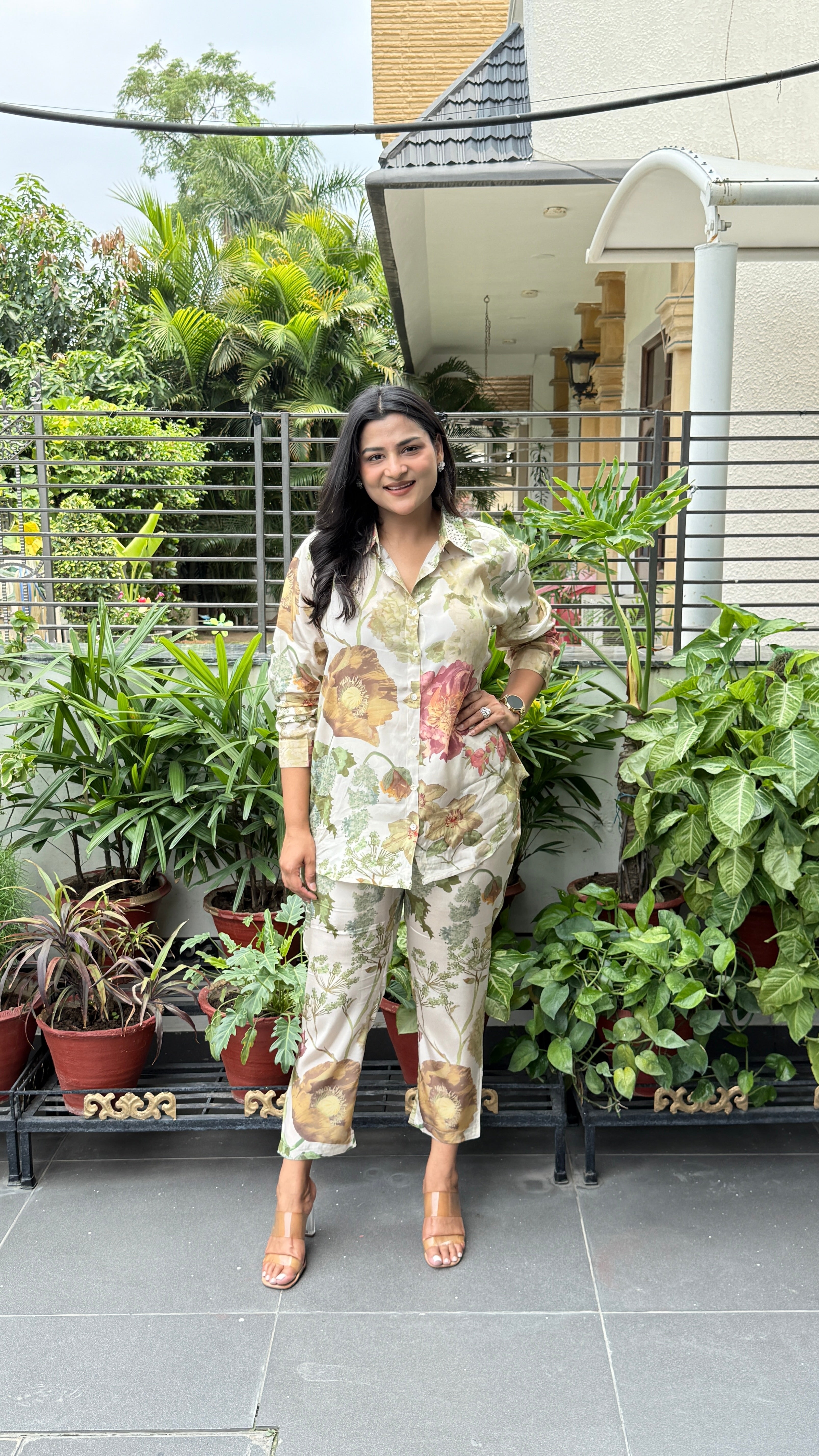 Beige Crepe Cord Set