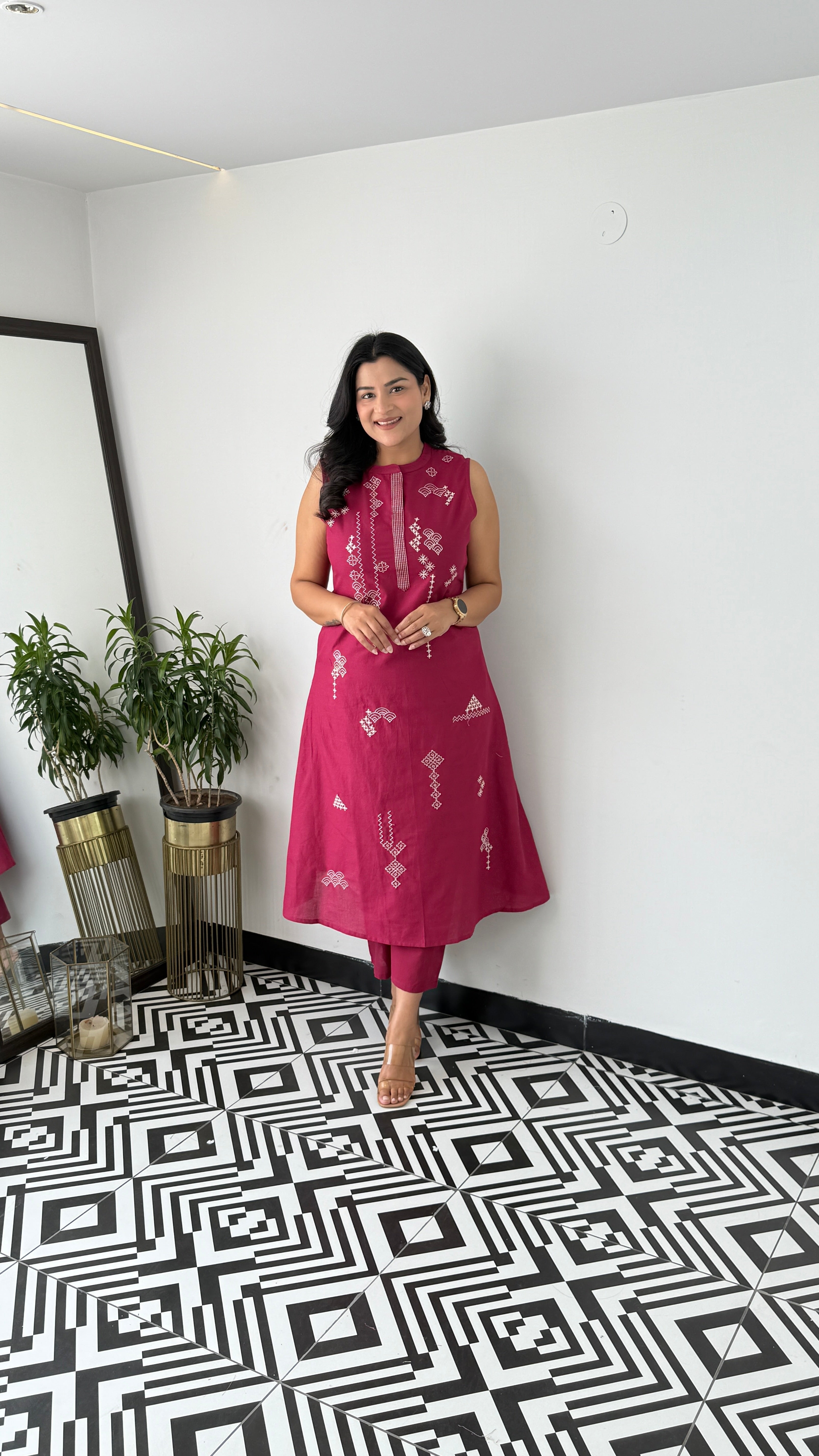 Sleeveless Pink Wifi Kurta Pants