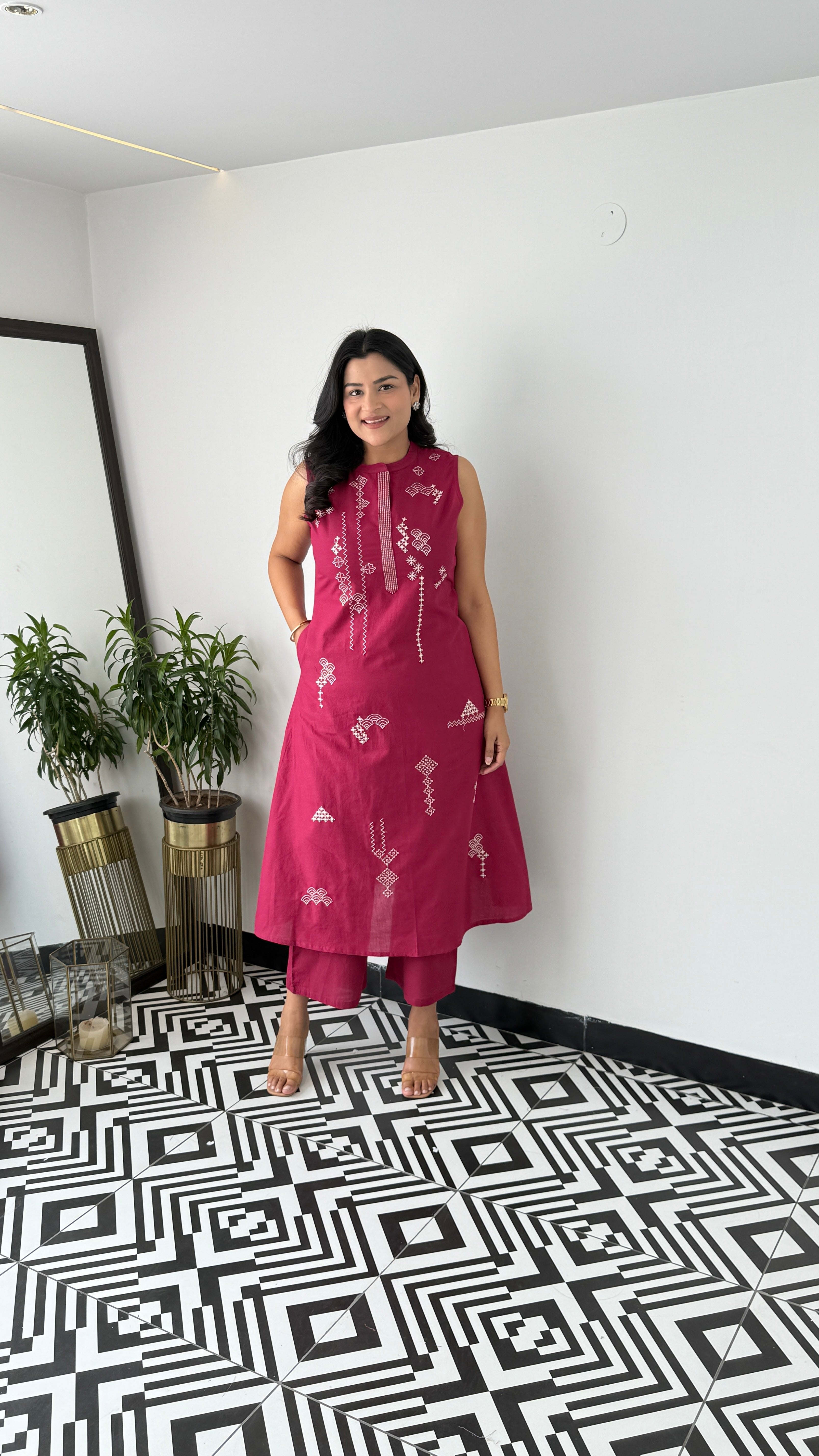 Sleeveless Pink Wifi Kurta Pants