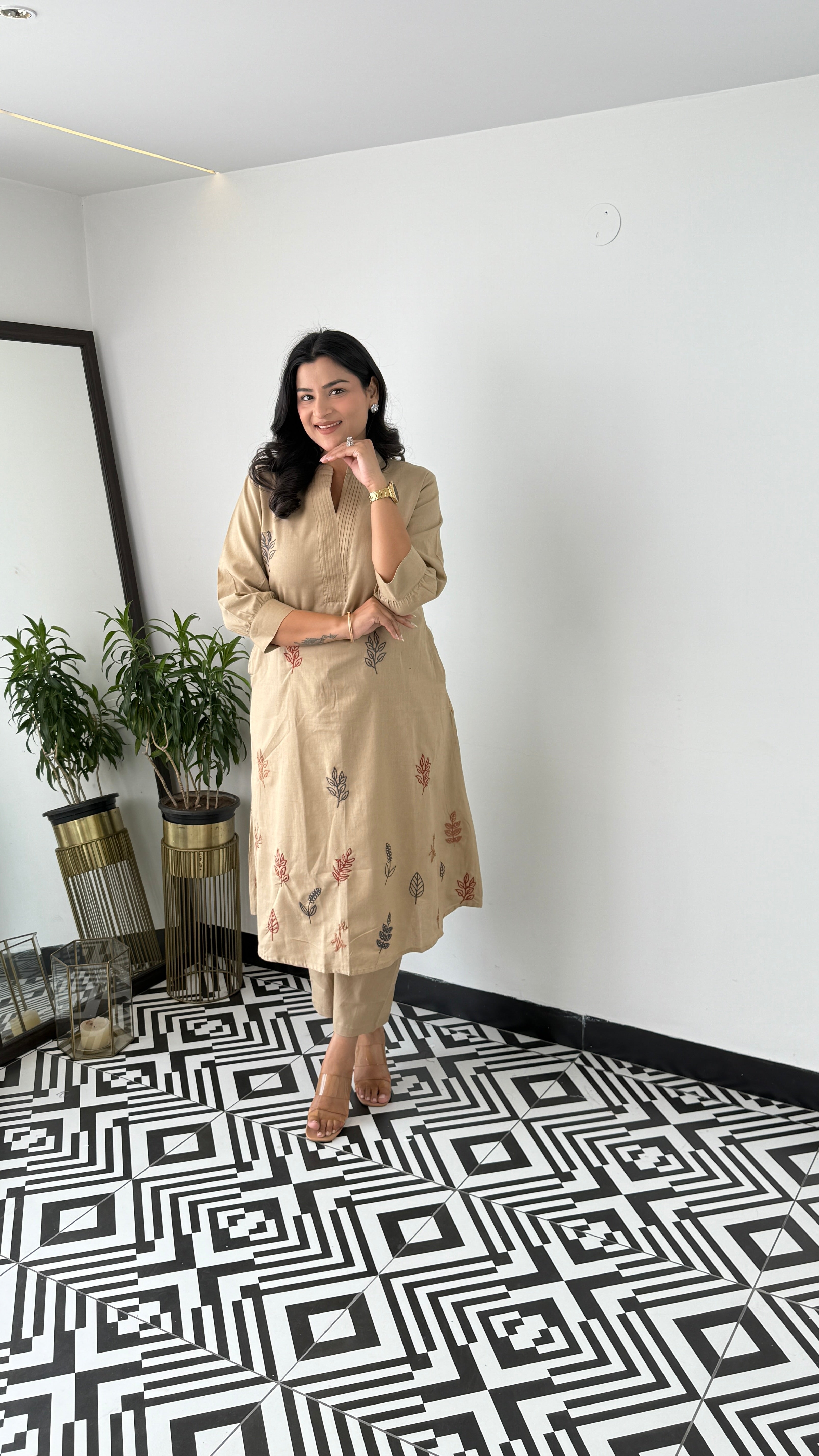 Ruby Beige Kurta Pants
