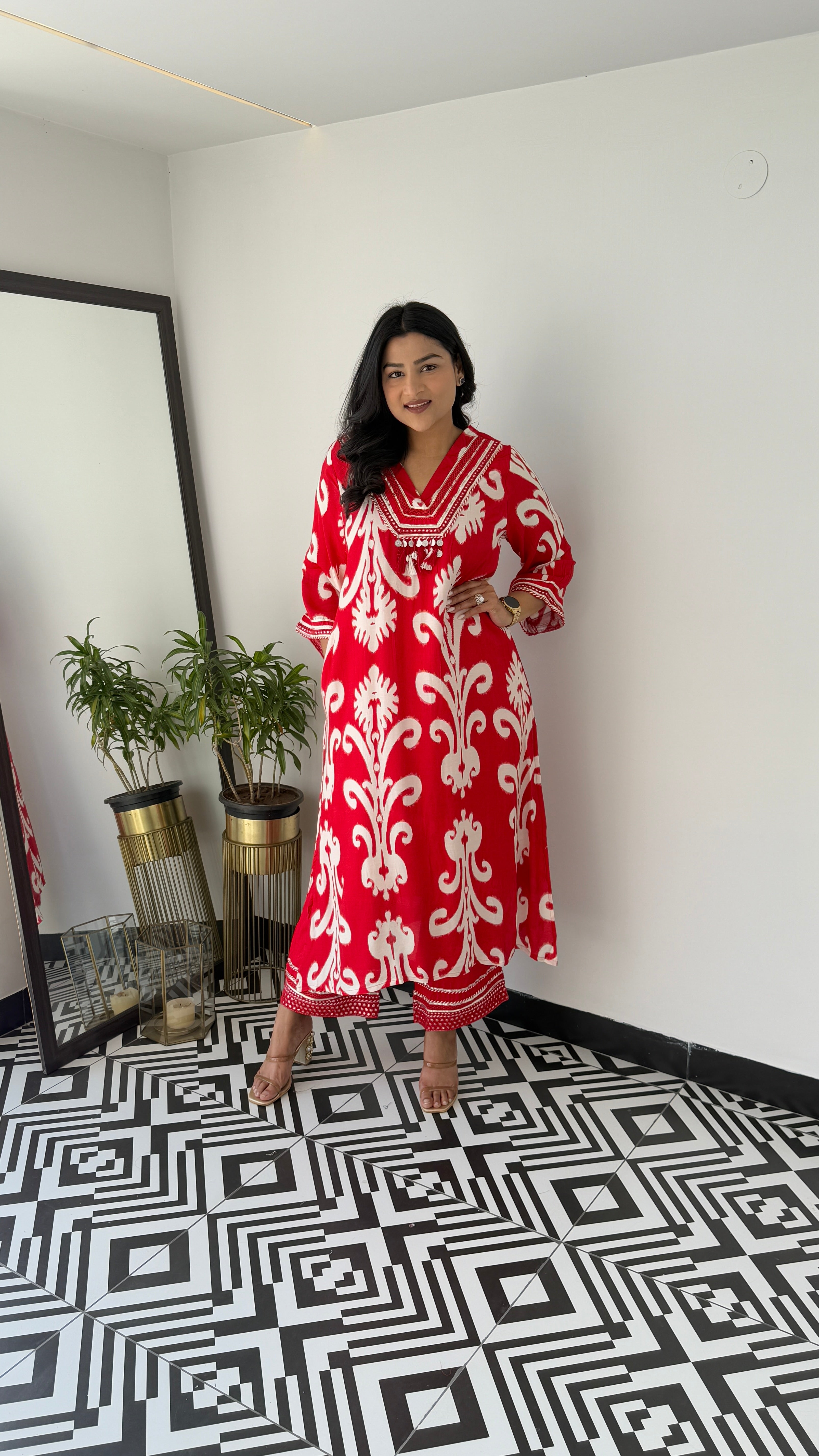 Ibadat Pure Red Muslin Suit Set