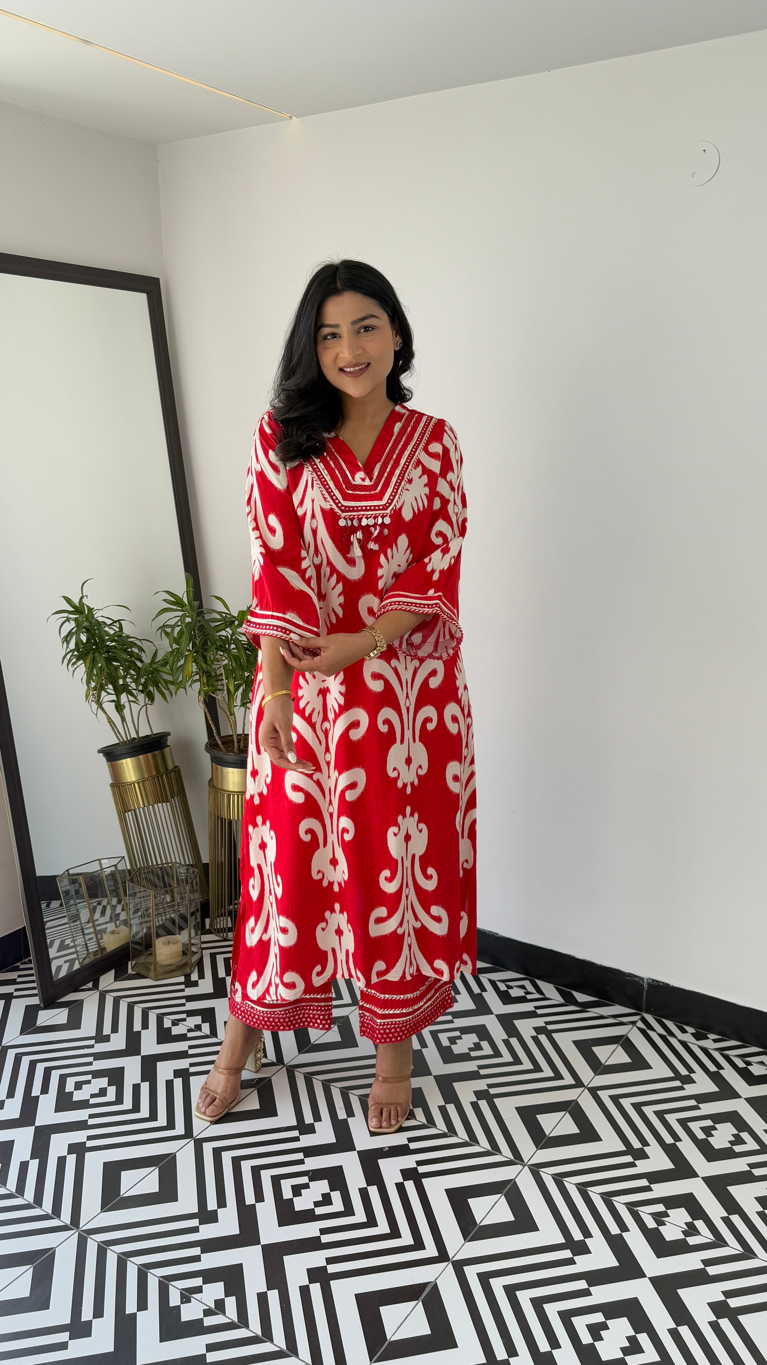 Ibadat Pure Red Muslin Suit Set